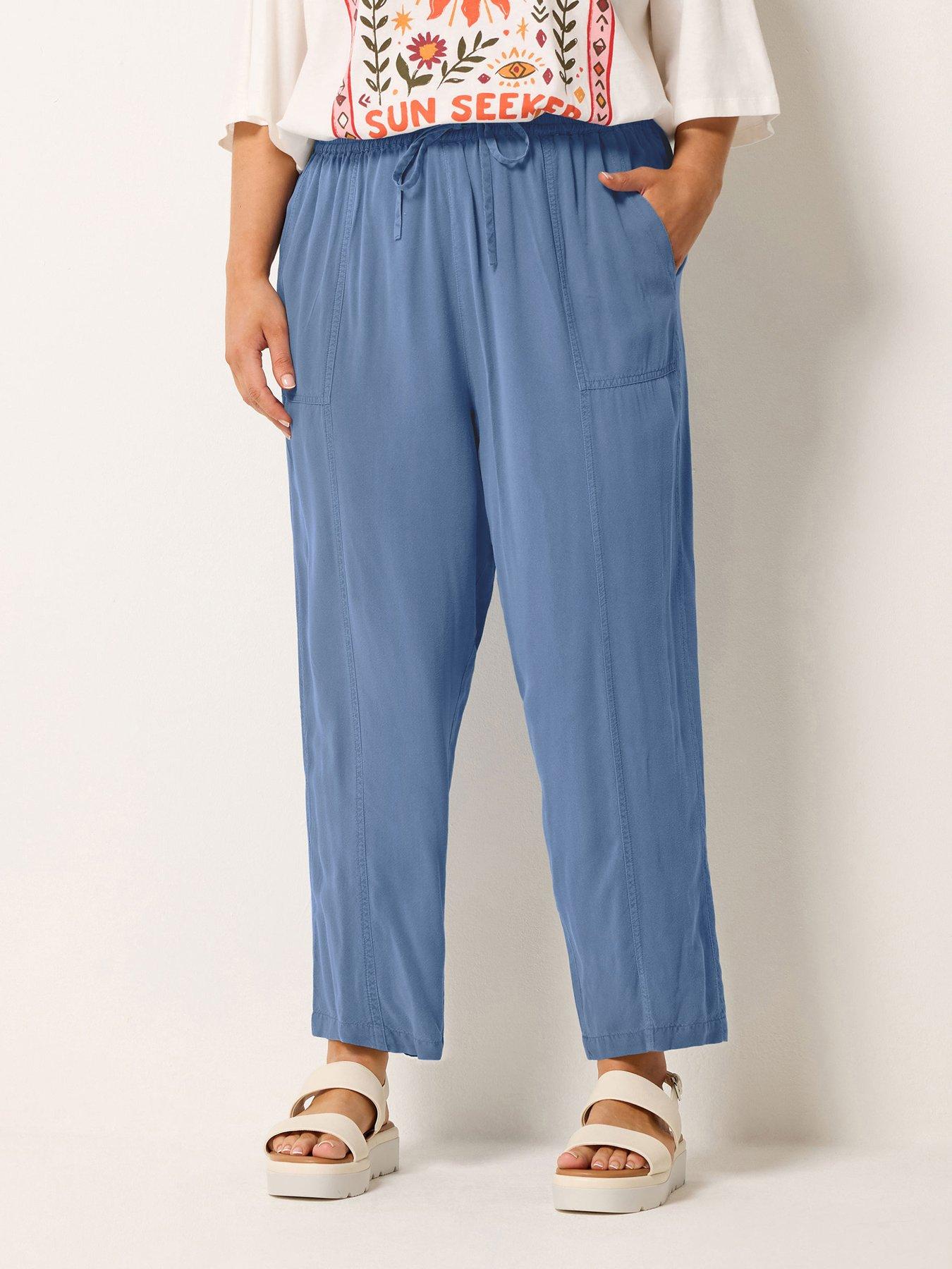 Yours Curve Chambray Barrel Trousers