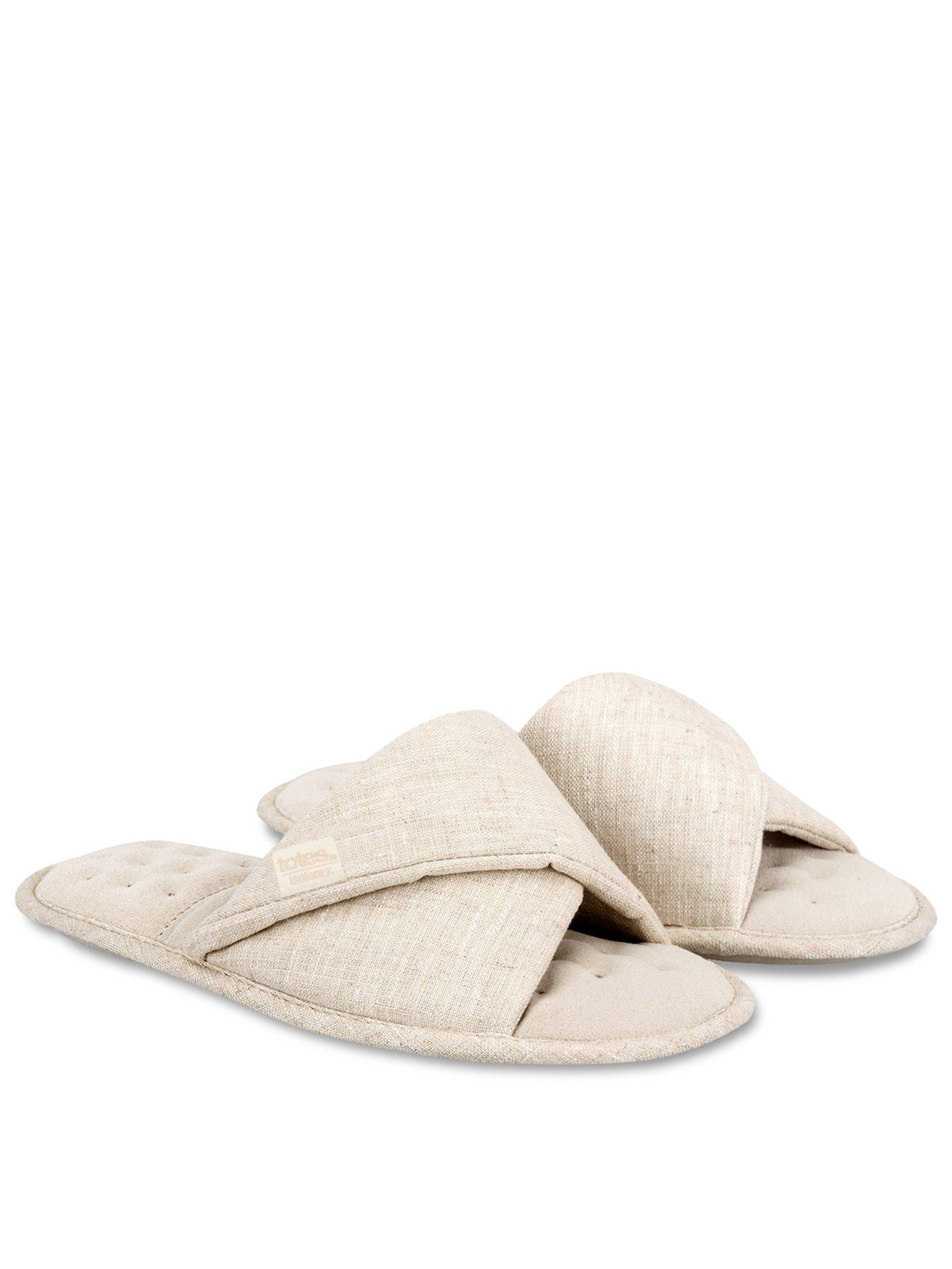 Totes Isotoner Isotoner Ladies Linen Twist Open Toe Slipper - Stone