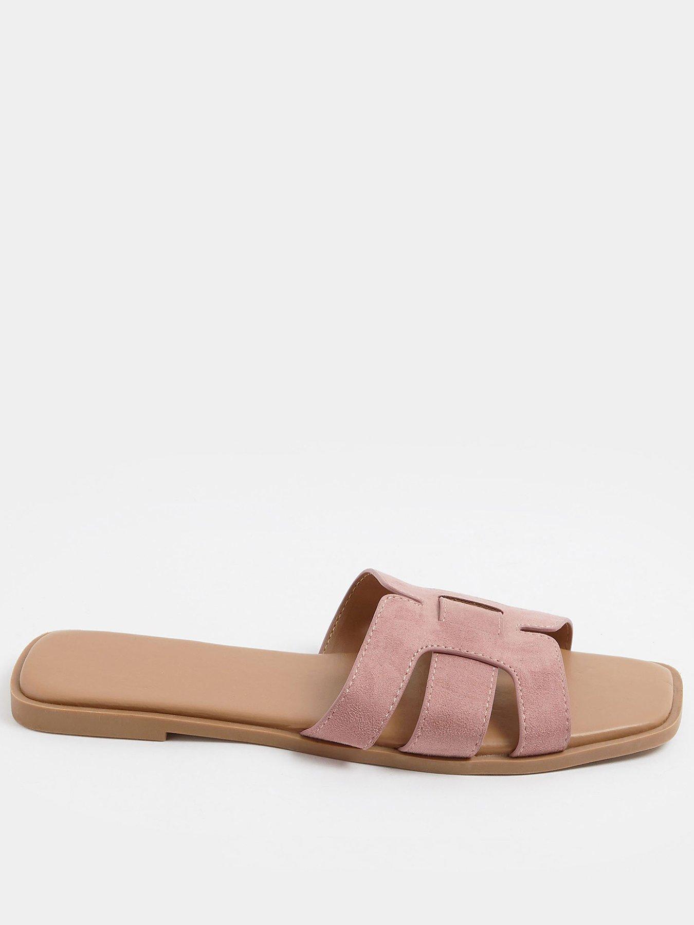 Yours Wide Fit Cut Out Mule Sandals - Pink