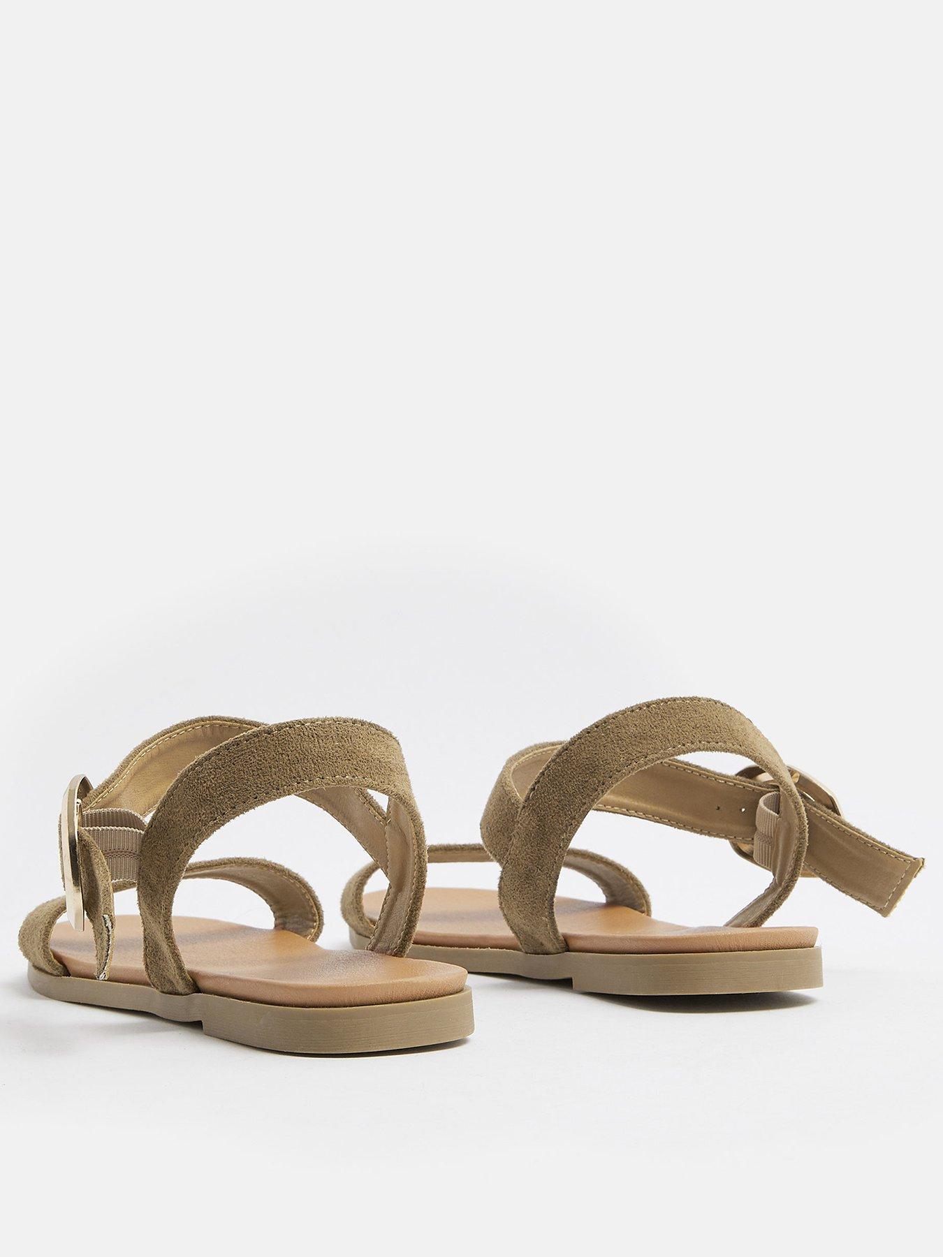 Image 3 of 3 of Yours Wide Fit 2 Part Brushed Buckle Sandals - Khaki
