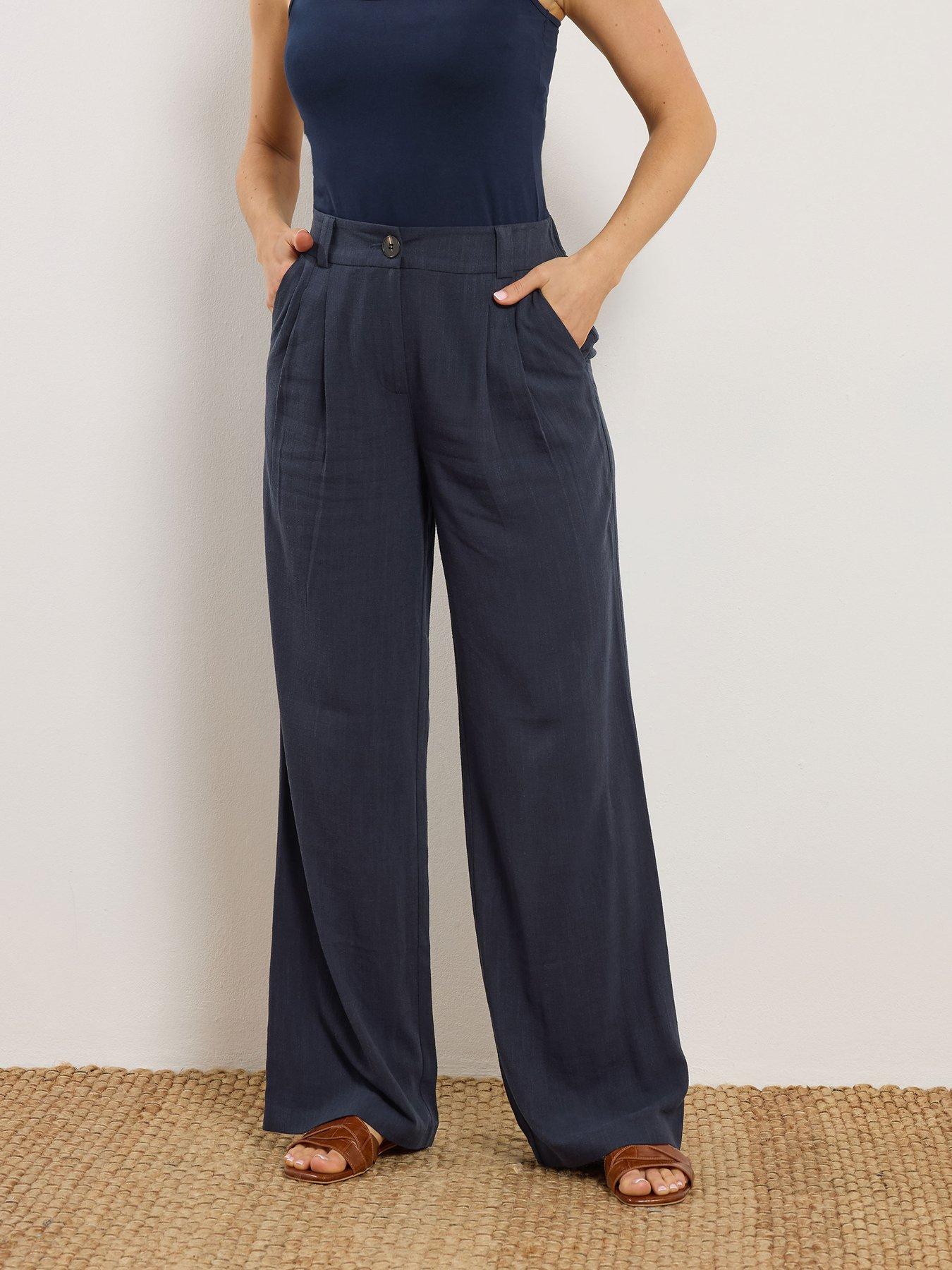 Image 3 of 4 of Long Tall Sally Tall Linen Pleat Front Trousers 36"