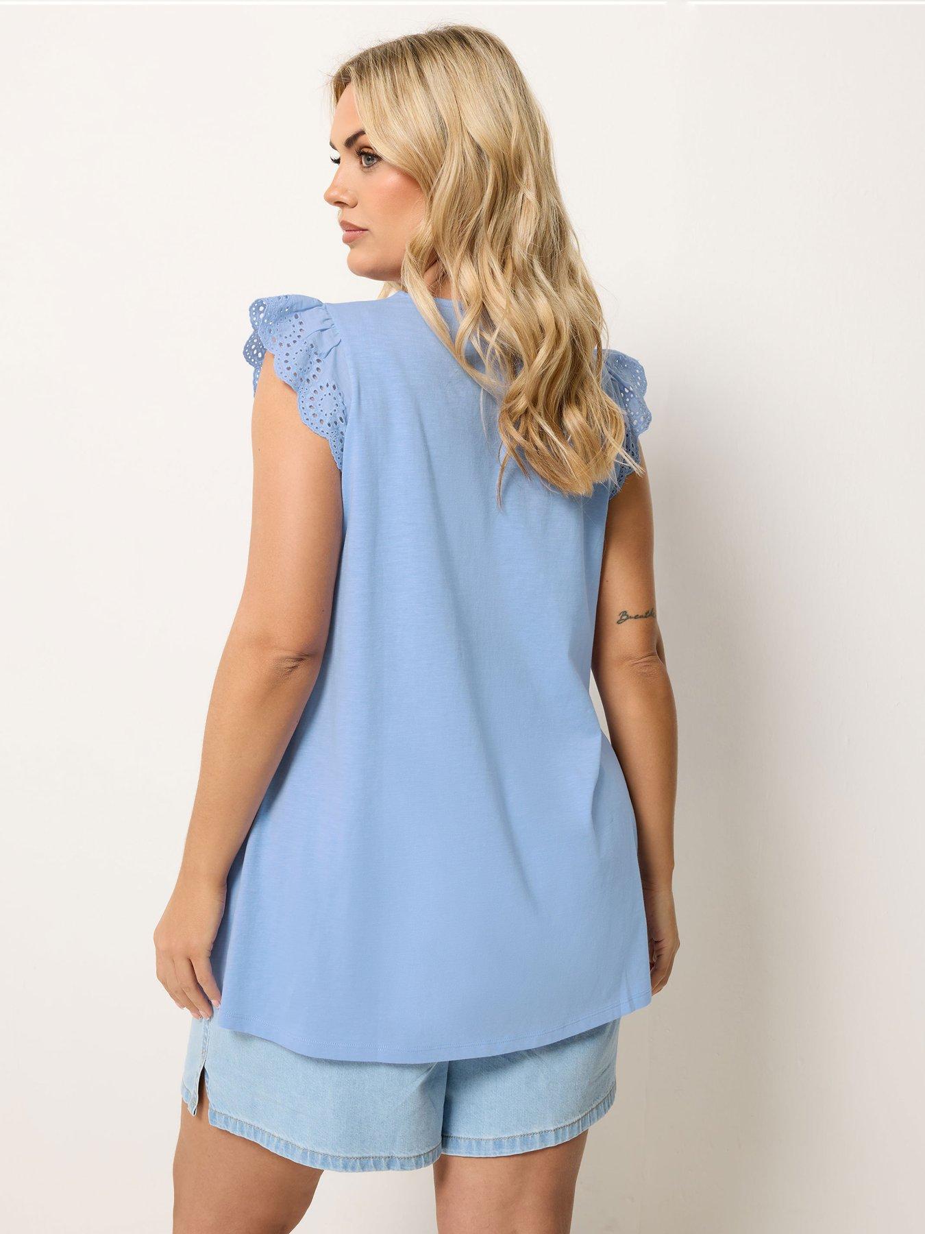 Image 2 of 5 of Yours Curve Broderie Frill Sleeve Vest