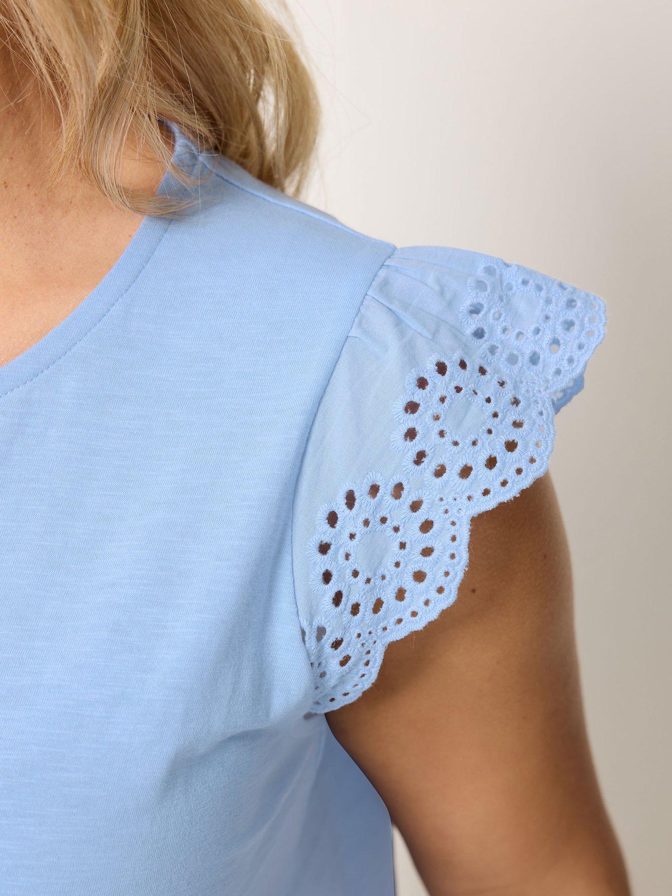 Image 4 of 5 of Yours Curve Broderie Frill Sleeve Vest