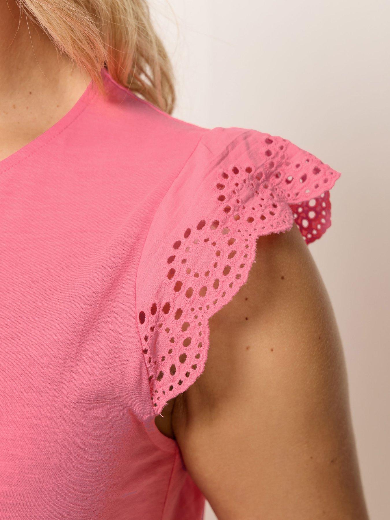 Image 4 of 4 of Yours Curve Broderie Frill Sleeve Vest