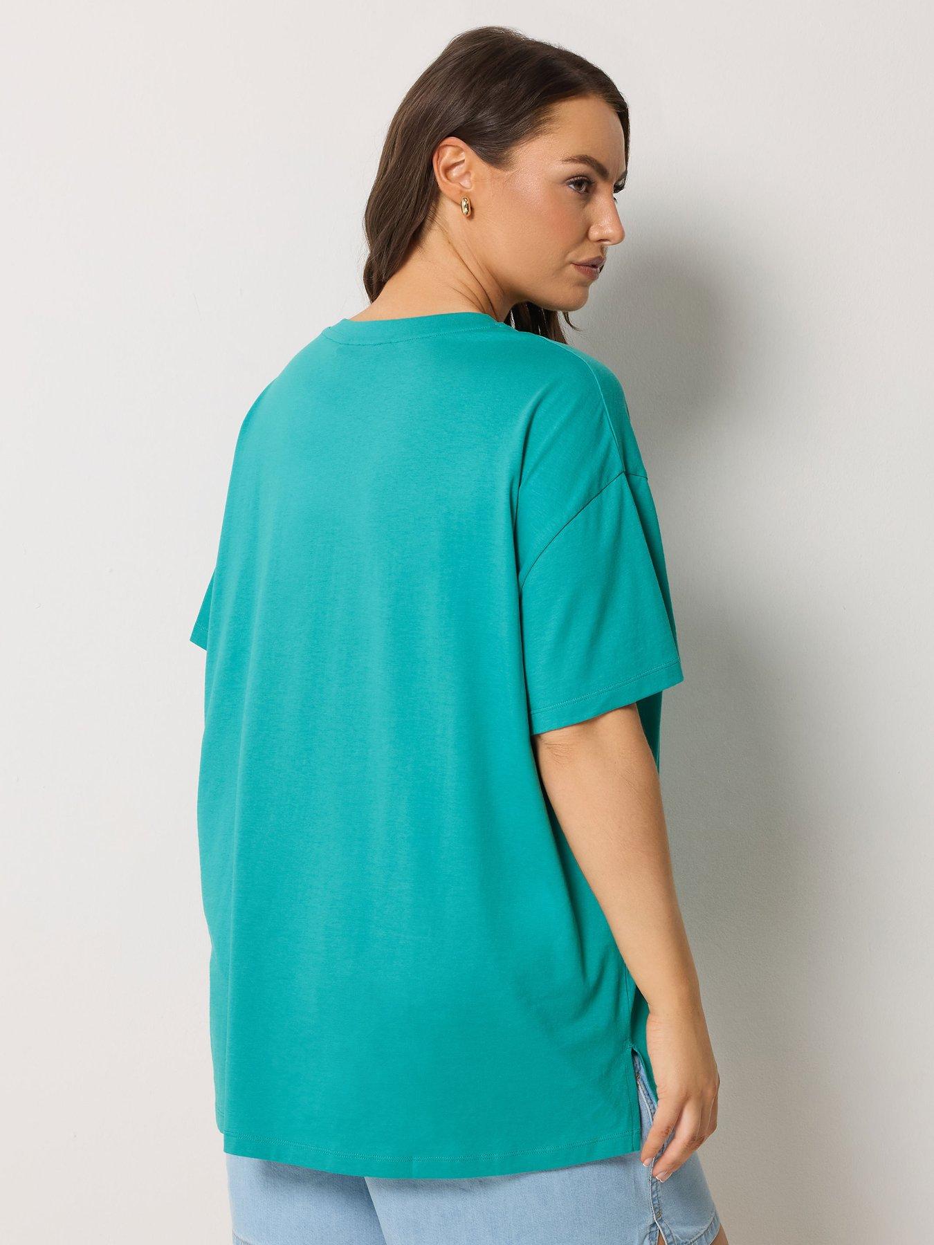 Image 2 of 5 of Yours Curve Applique Fruit Print T-Shirt