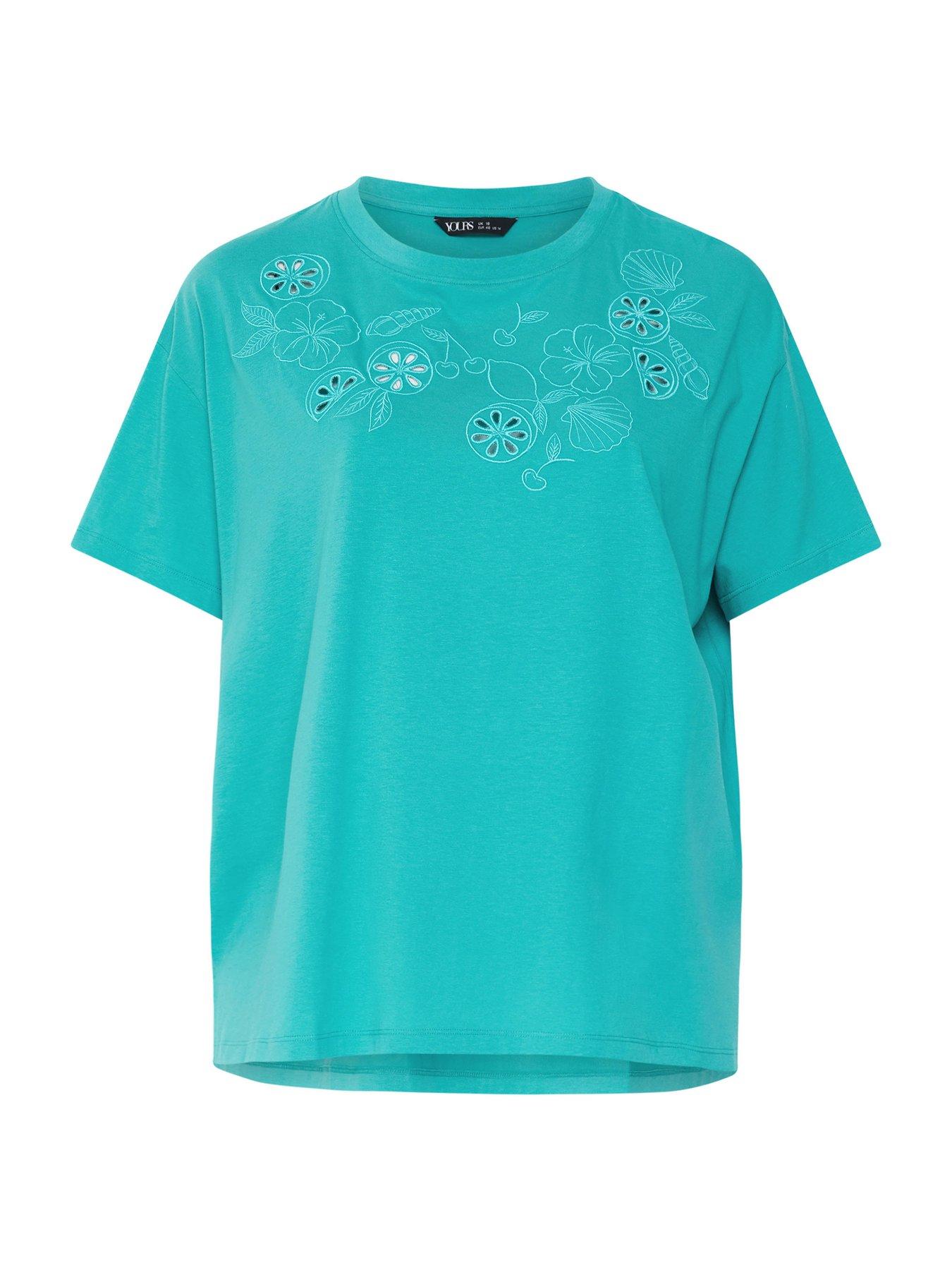 Image 5 of 5 of Yours Curve Applique Fruit Print T-Shirt