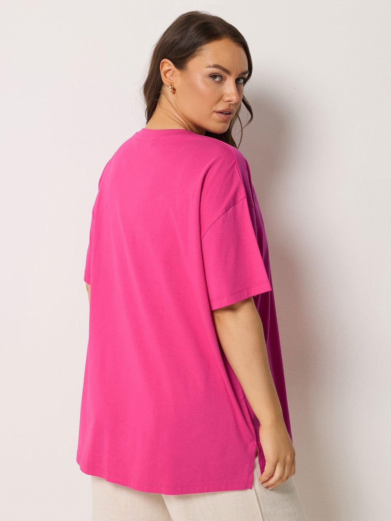 Image 2 of 5 of Yours Curve Applique Fruit Print T-Shirt - Pink