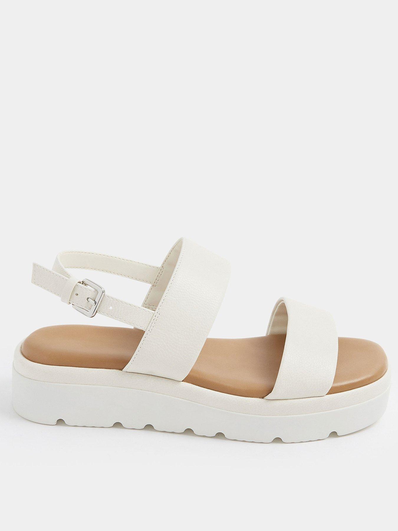 Yours Extra Wide Fit 2 Part Padded Low Wedge Sandal - White