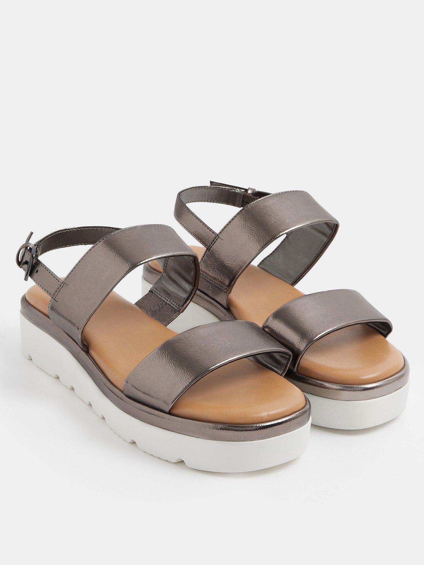Image 2 of 4 of Yours Extra Wide Fit 2 Part Padded Low Wedge Sandal - Grey