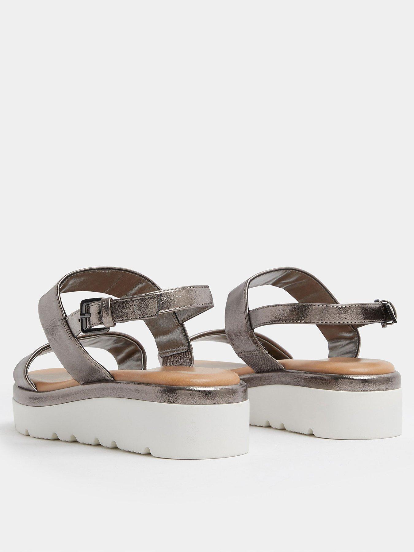 Image 3 of 4 of Yours Extra Wide Fit 2 Part Padded Low Wedge Sandal - Grey