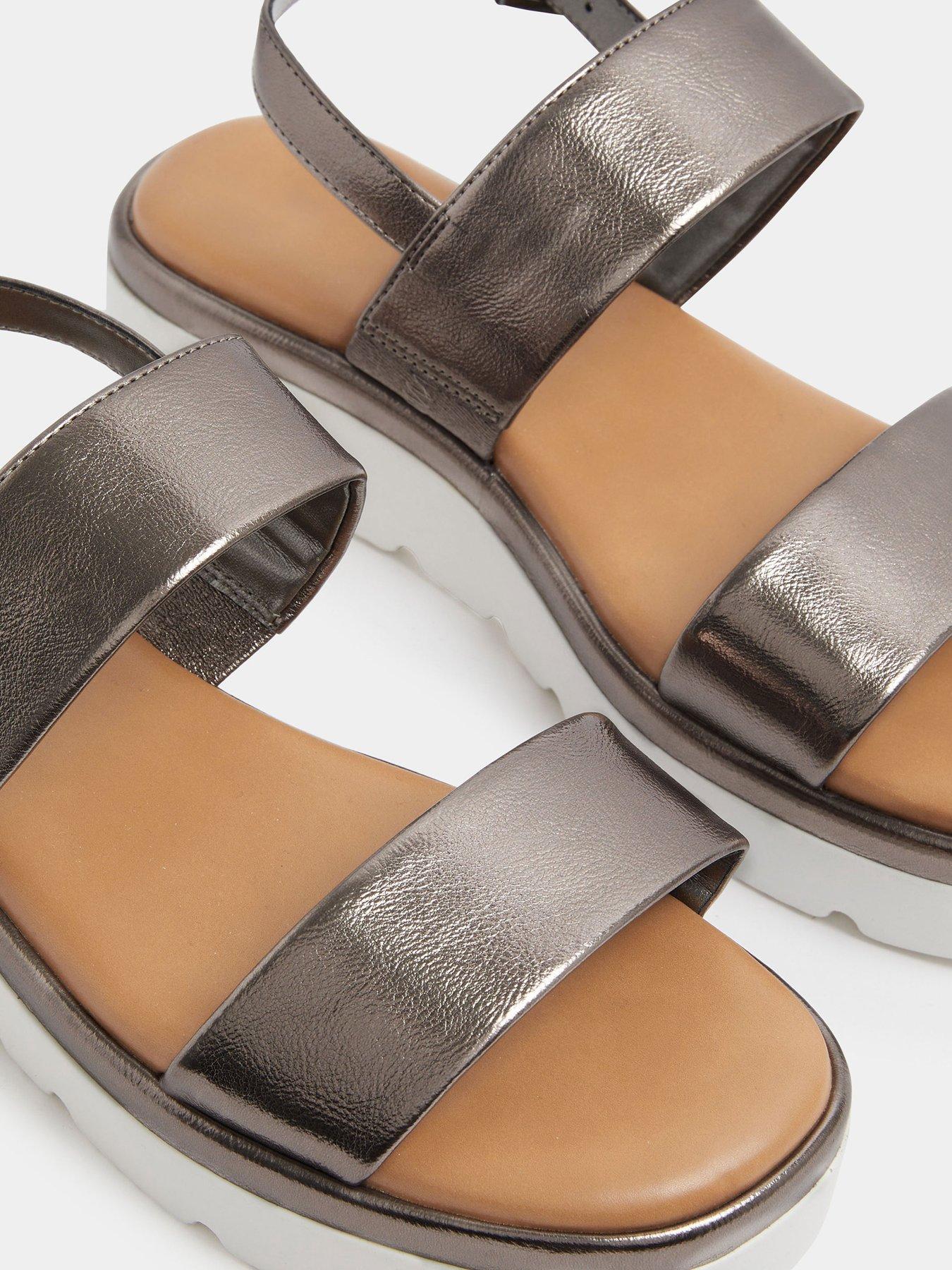Image 4 of 4 of Yours Extra Wide Fit 2 Part Padded Low Wedge Sandal - Grey