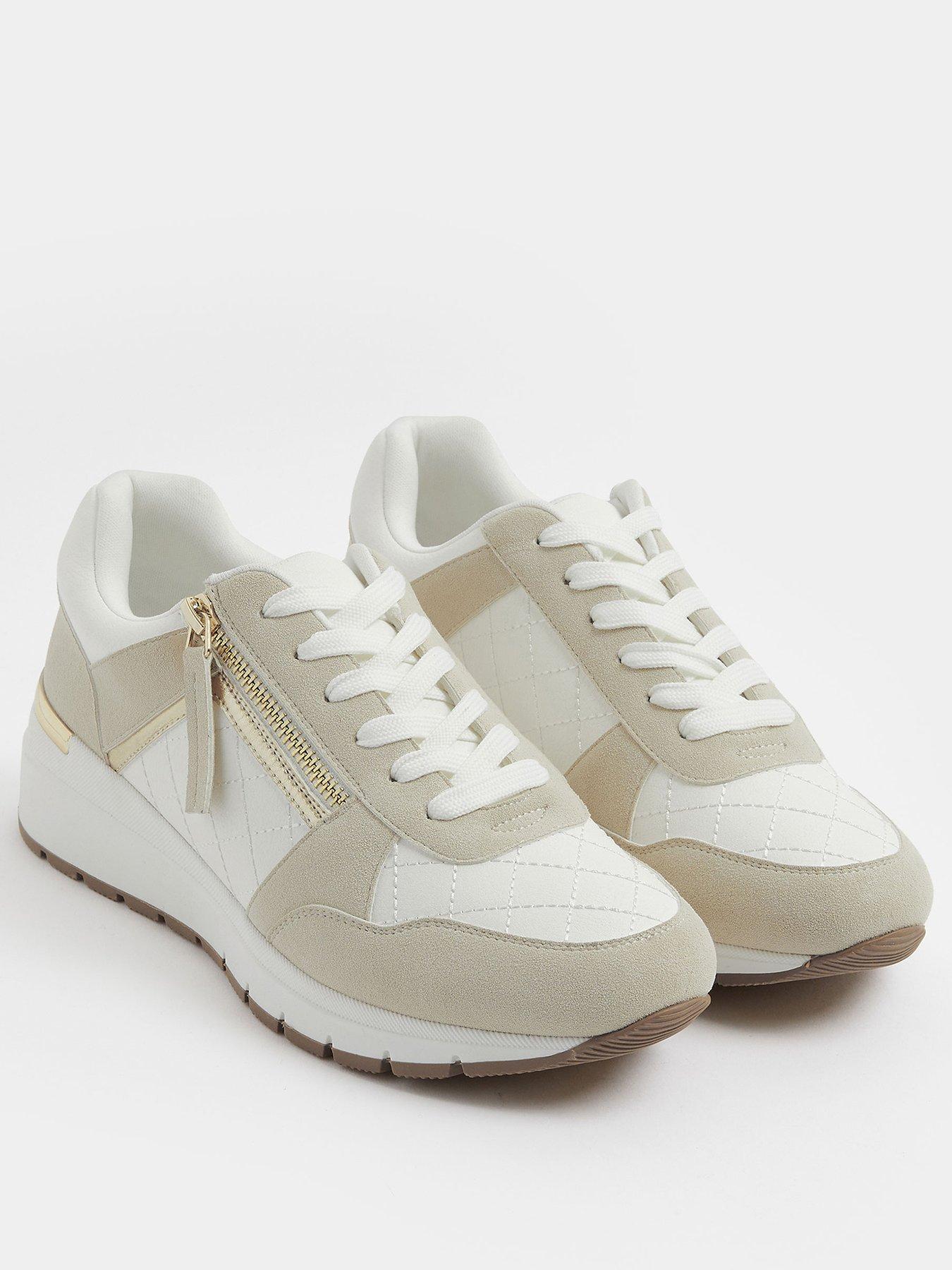 Yours Wide Fit Metal Clip Quilted Wedges - White | Very