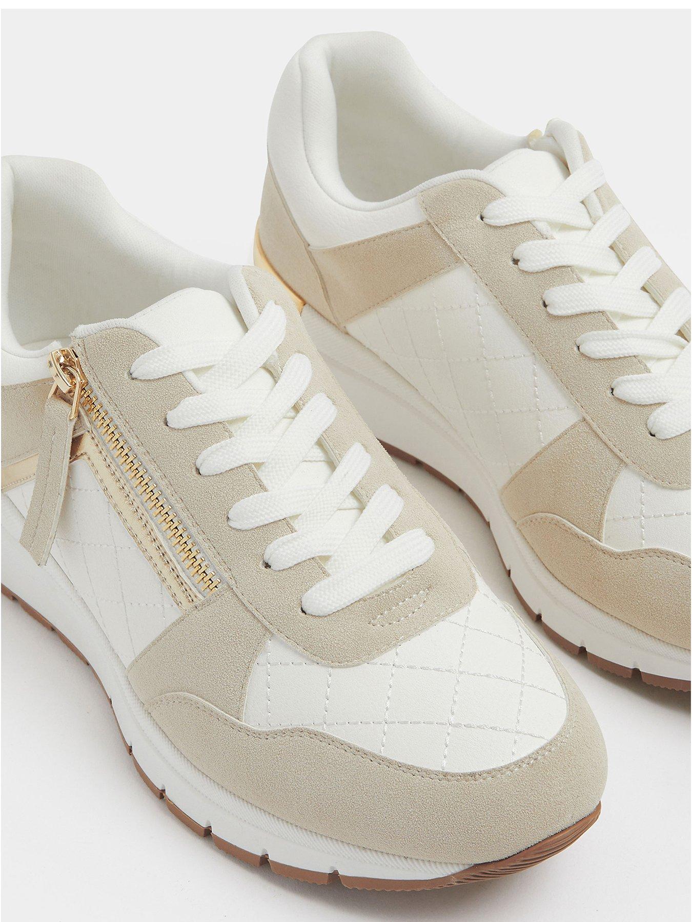 Yours Wide Fit Metal Clip Quilted Wedges - White | Very