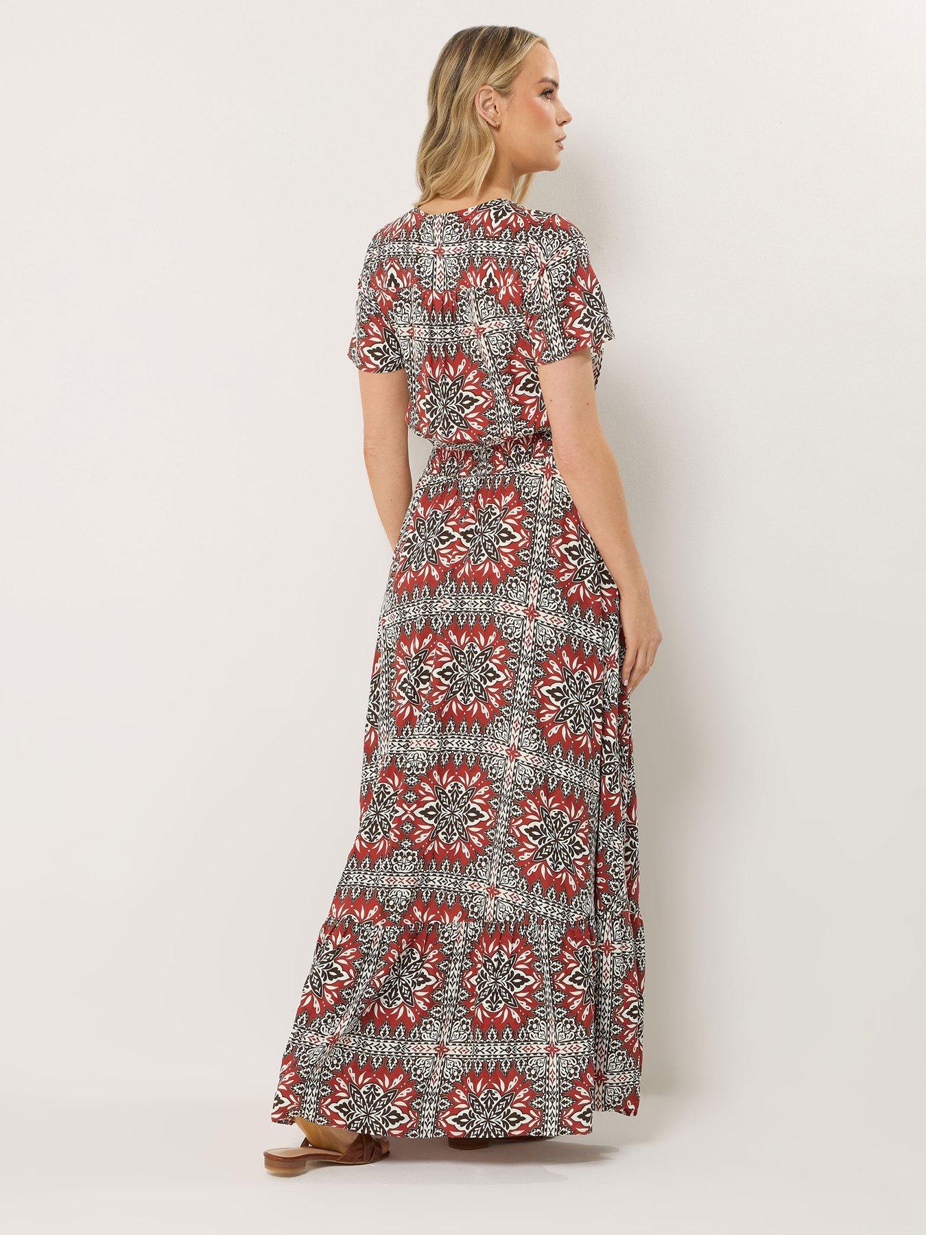 Image 2 of 4 of Long Tall Sally Tall Rust Tile Button Through Maxi Dress