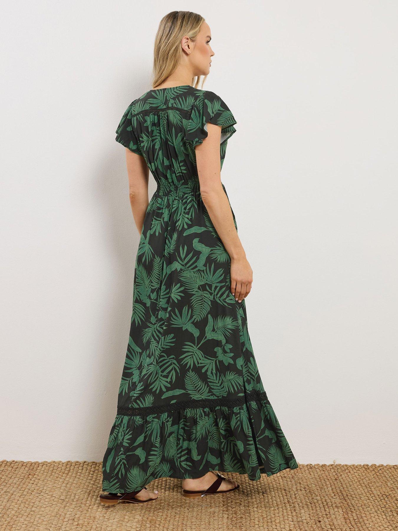 Image 2 of 4 of Long Tall Sally Tall Leaf Button Through Maxi Dress