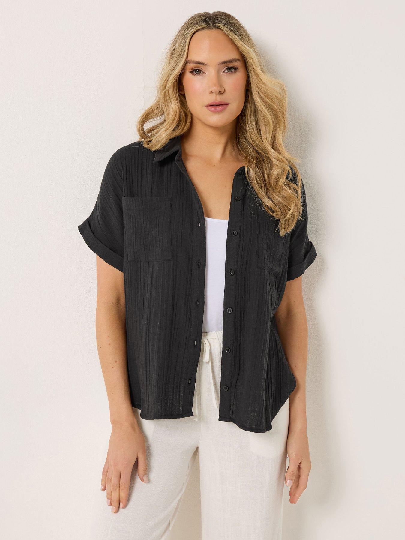 Image 1 of 5 of Long Tall Sally Cheesecloth Grown On Sleeve Shirt - Black