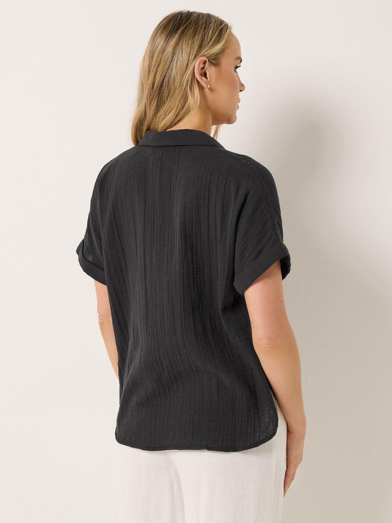 Image 2 of 5 of Long Tall Sally Cheesecloth Grown On Sleeve Shirt - Black