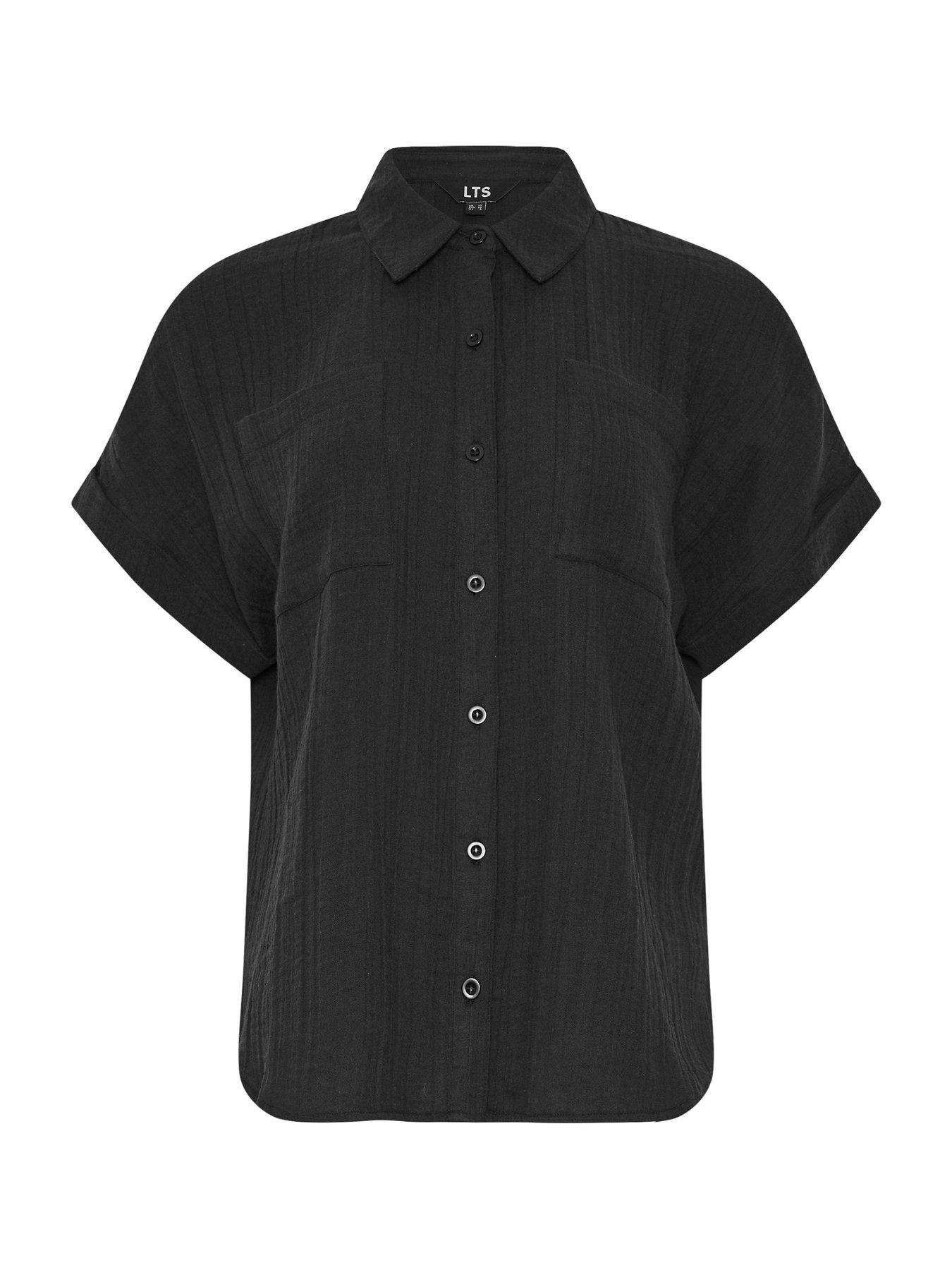 Image 5 of 5 of Long Tall Sally Cheesecloth Grown On Sleeve Shirt - Black