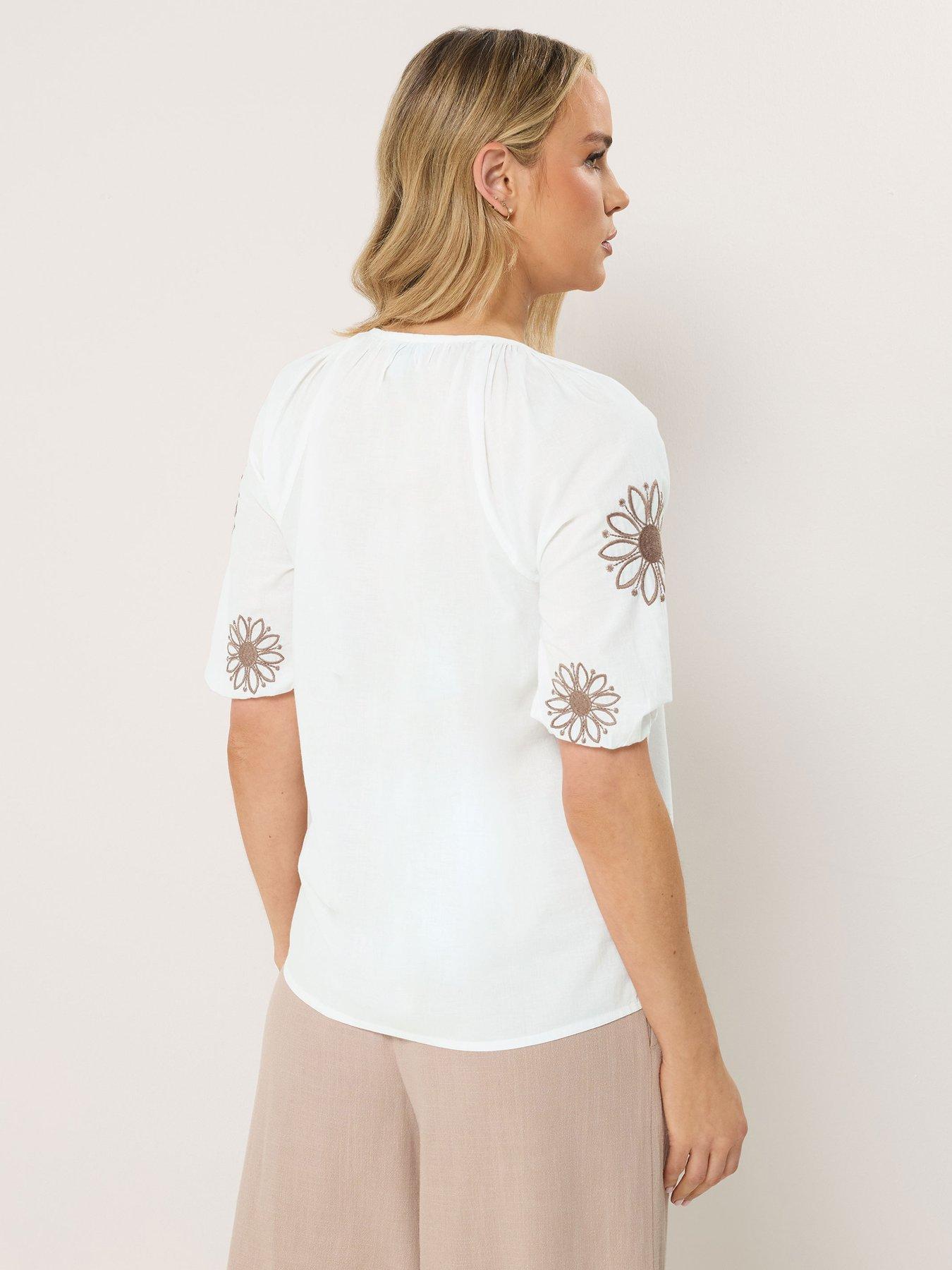 Image 2 of 5 of Long Tall Sally Embroidered Blouse - White