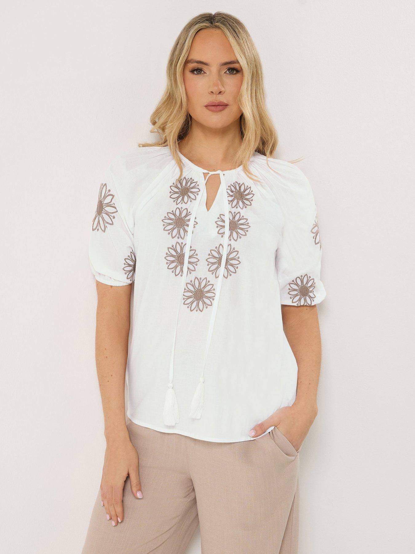 Image 4 of 5 of Long Tall Sally Embroidered Blouse - White