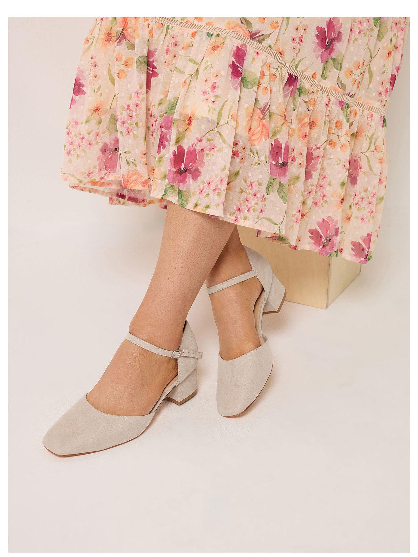 Yours Extra Wide Fit 2 Part Block Heel Square Toe - Cream