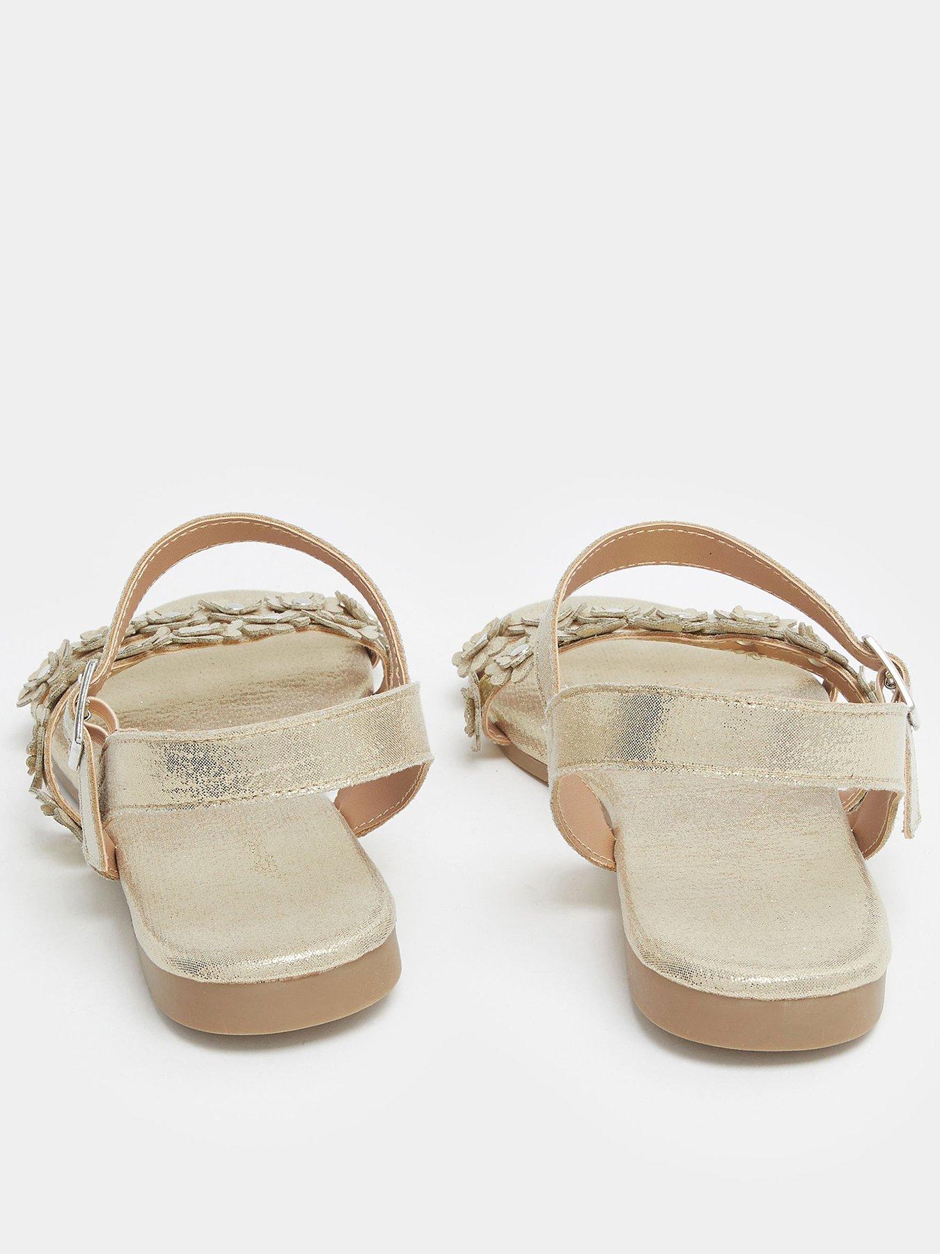 Image 3 of 4 of Yours Extra Wide Fit Ditsy Floral Flat Sandal - Gold