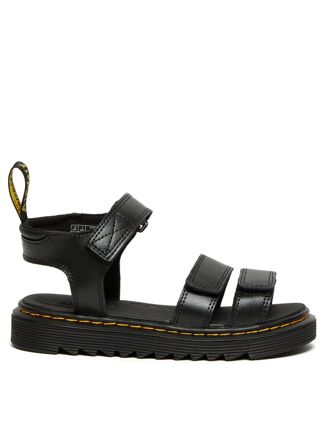 Dr Martens Junior Klaire Leather Sandal, Black, Size 2 Older