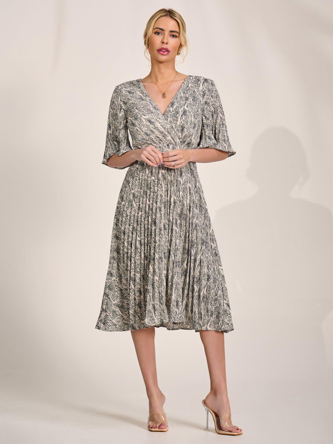 pleated wrap midi dress Buy Yumi Teal Blue Foil Printed Pleated Wrap Midi Dress from Next USA