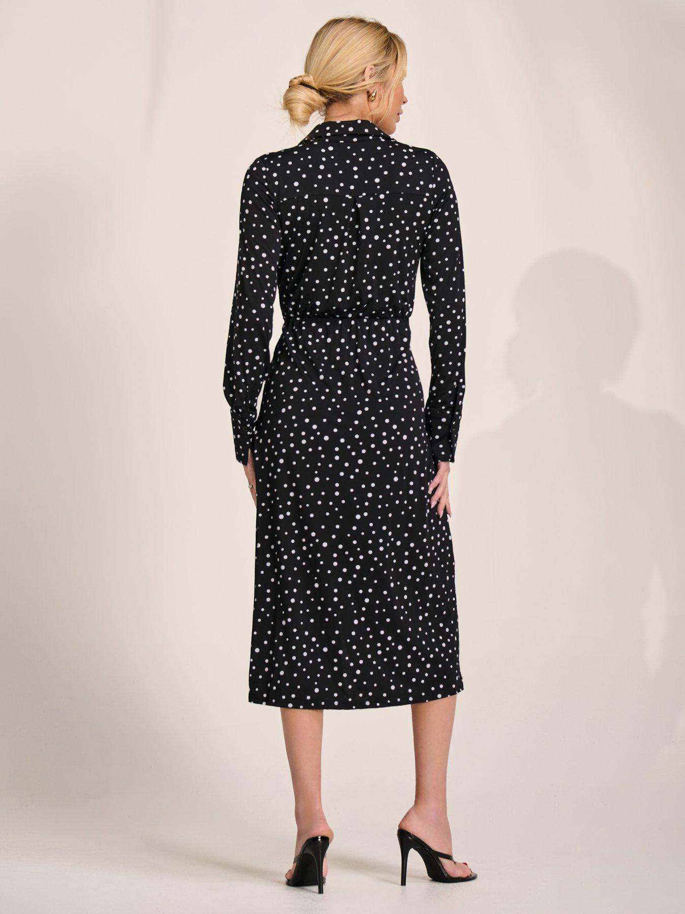 Jolie Moi Becca Long Sleeve Jersey Shirt Dress - Black | Very