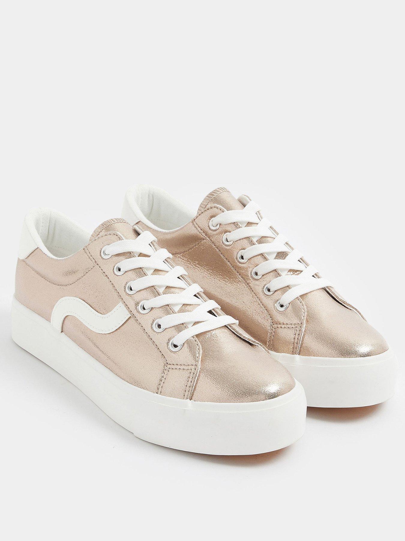Image 2 of 4 of Yours Extra Wide Fit Swoosh Side Slab Trainers - Gold
