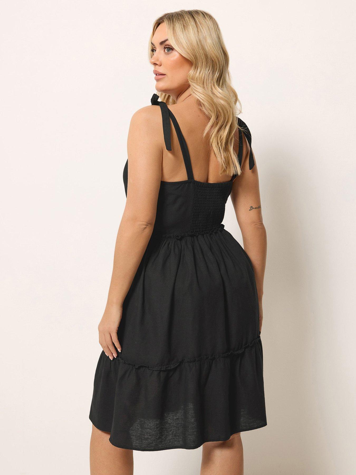 Image 2 of 5 of Yours Curve Linen Tiered Smock Dress