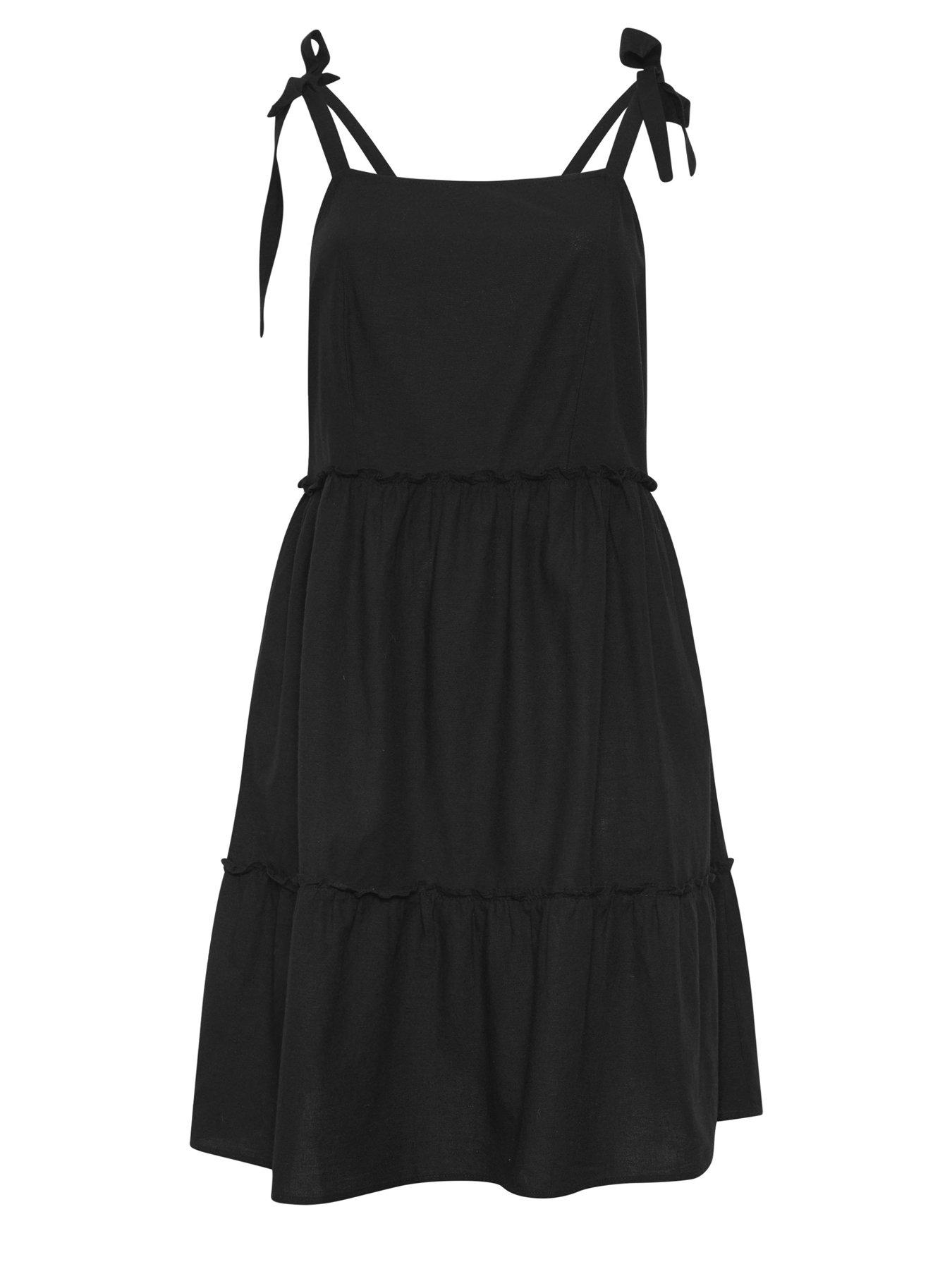 Image 5 of 5 of Yours Curve Linen Tiered Smock Dress