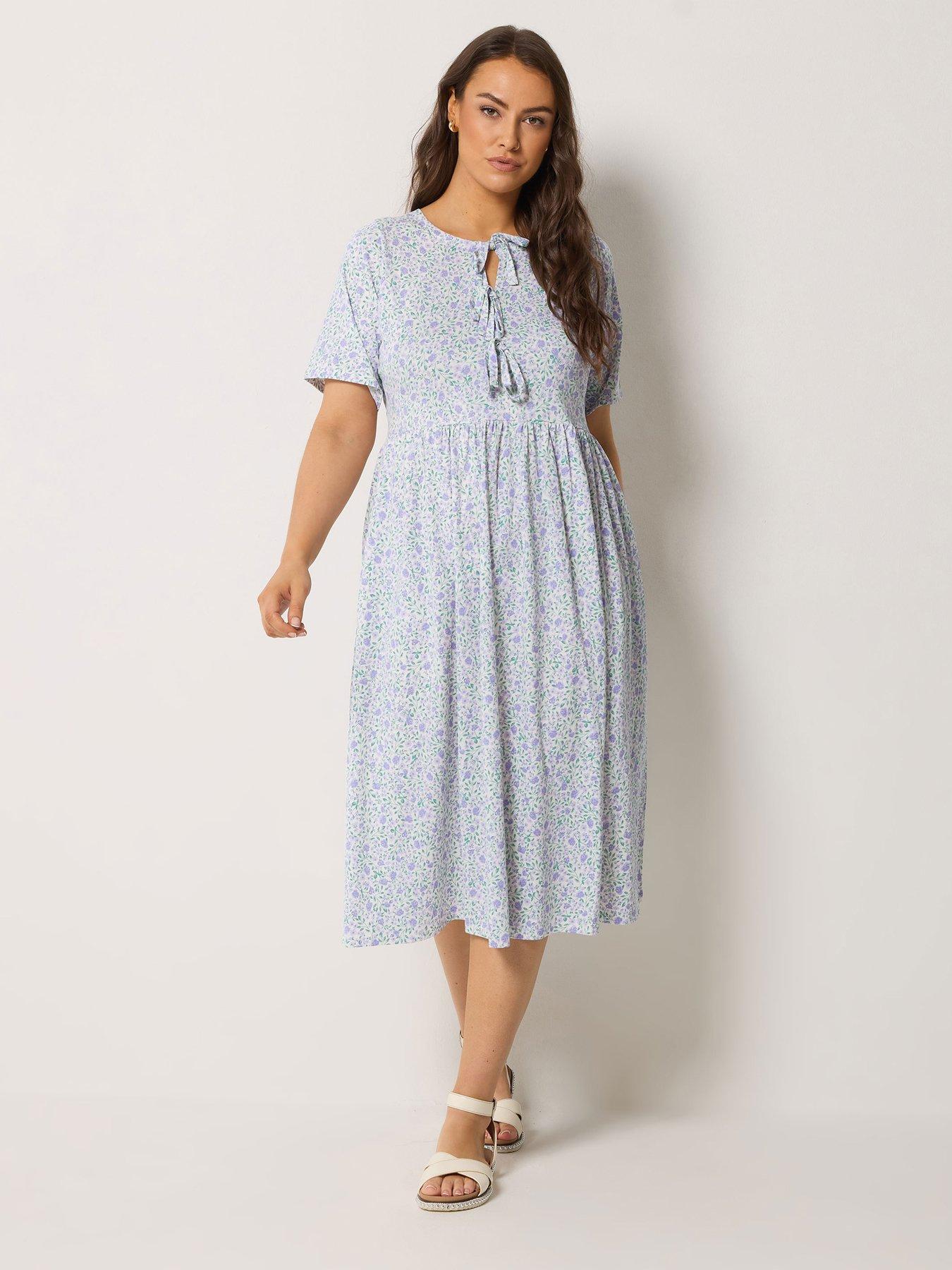 Yours Curve Bow Print Throw On Dress - Cream
