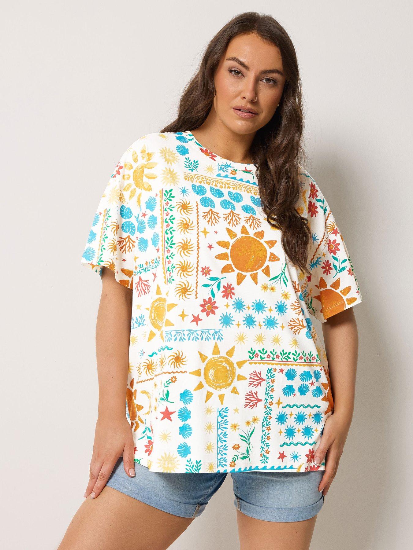 Image 1 of 5 of Yours Curve Step Hem Boxy T-Shirt