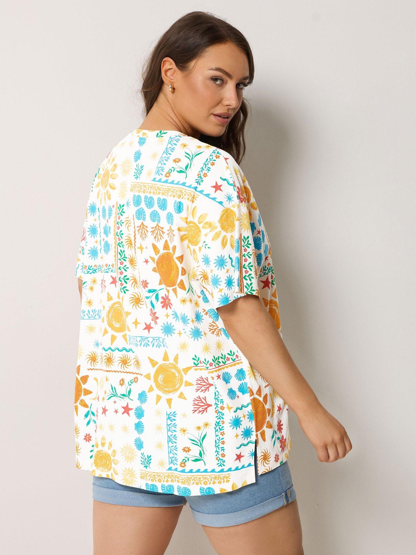 Image 2 of 5 of Yours Curve Step Hem Boxy T-Shirt