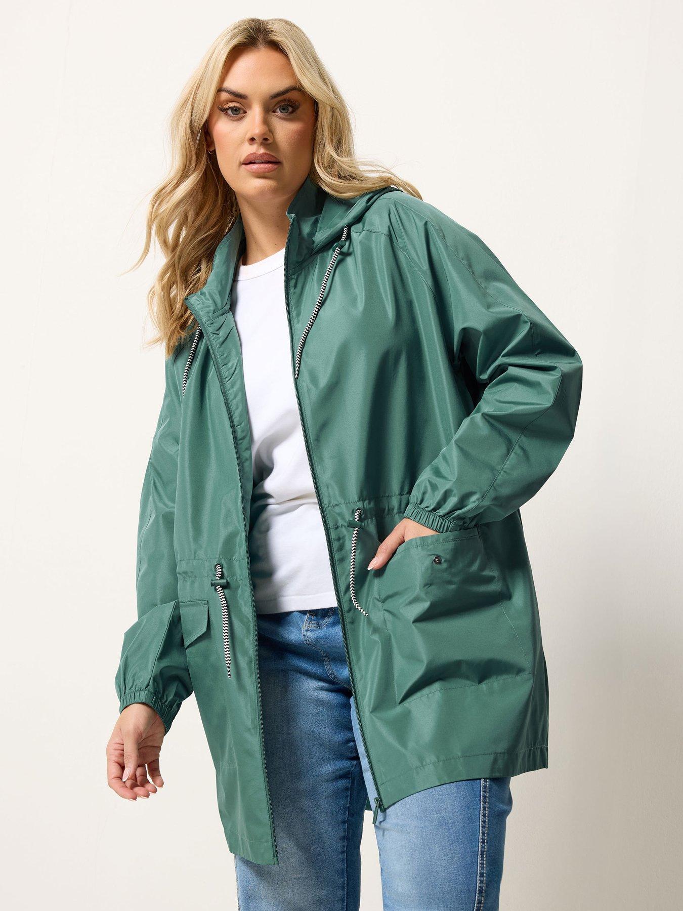 Yours Curve Solid Lightweight Parka Jacket - Green