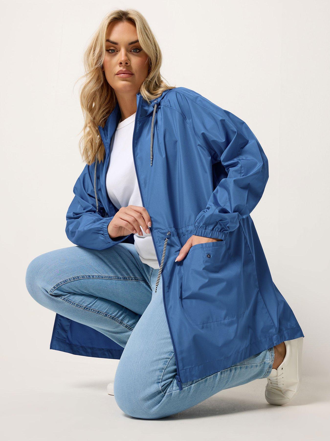 Yours Curve Solid Lightweight Parka Jacket - Blue