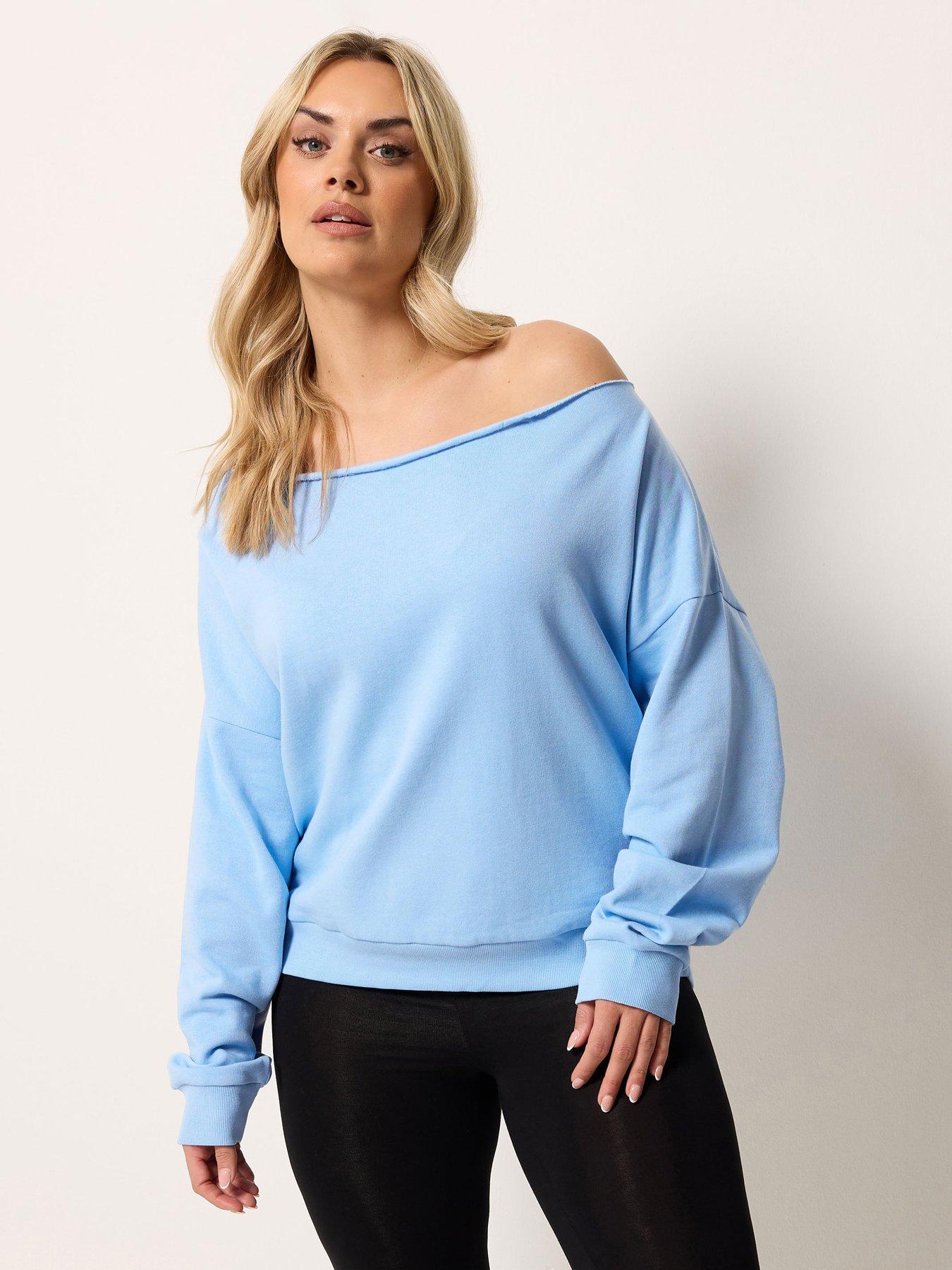 Yours Curve Off The Shoulder Sweatshirt - Blue