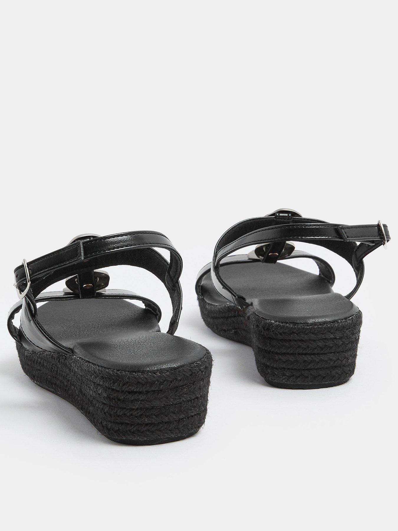 Yours Wide Fit Hammered Metal Disk Wedges - Black | Very