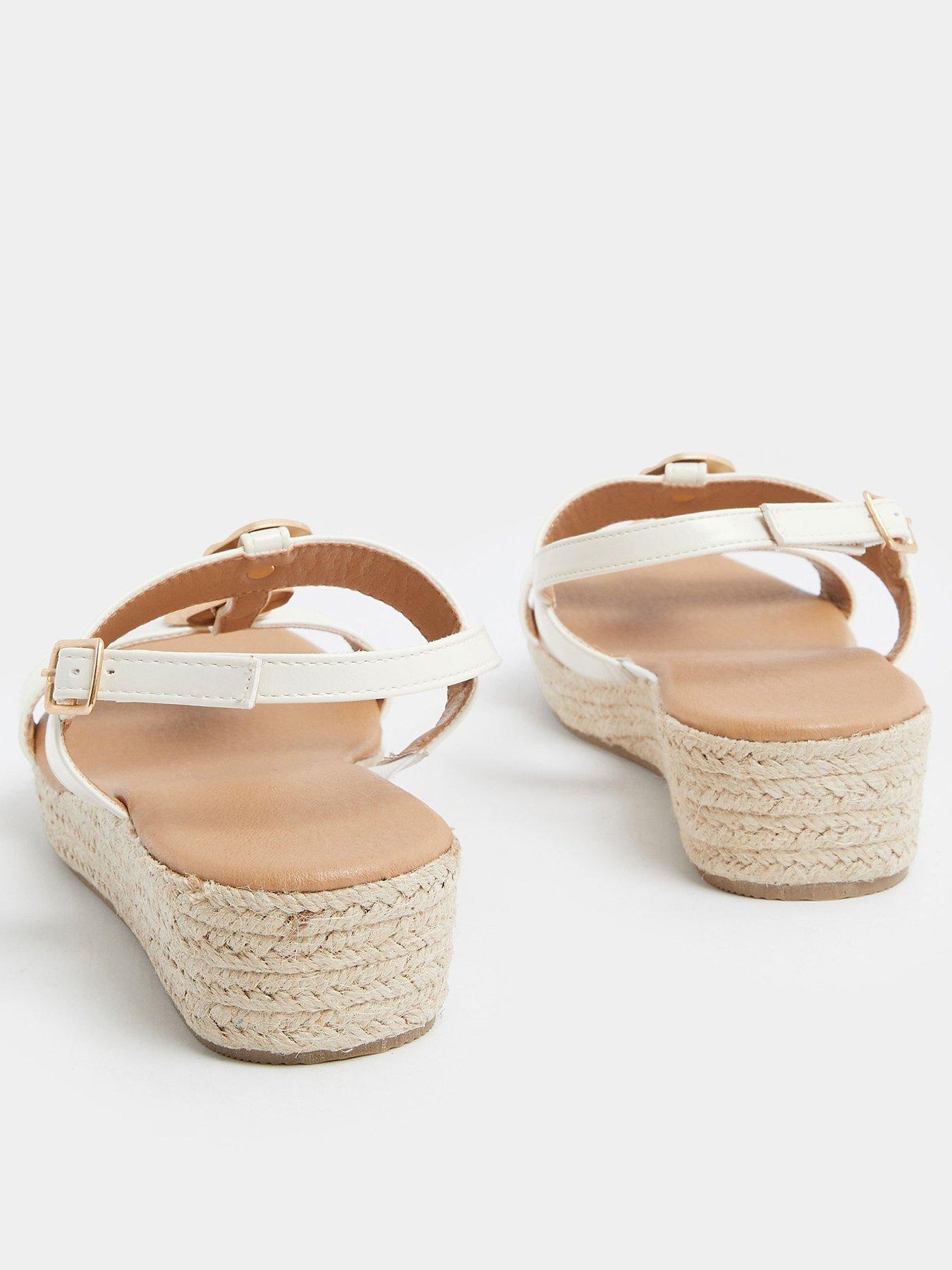 Yours Extra Wide Fit Hammered Metal Disk Wedges - White | Very