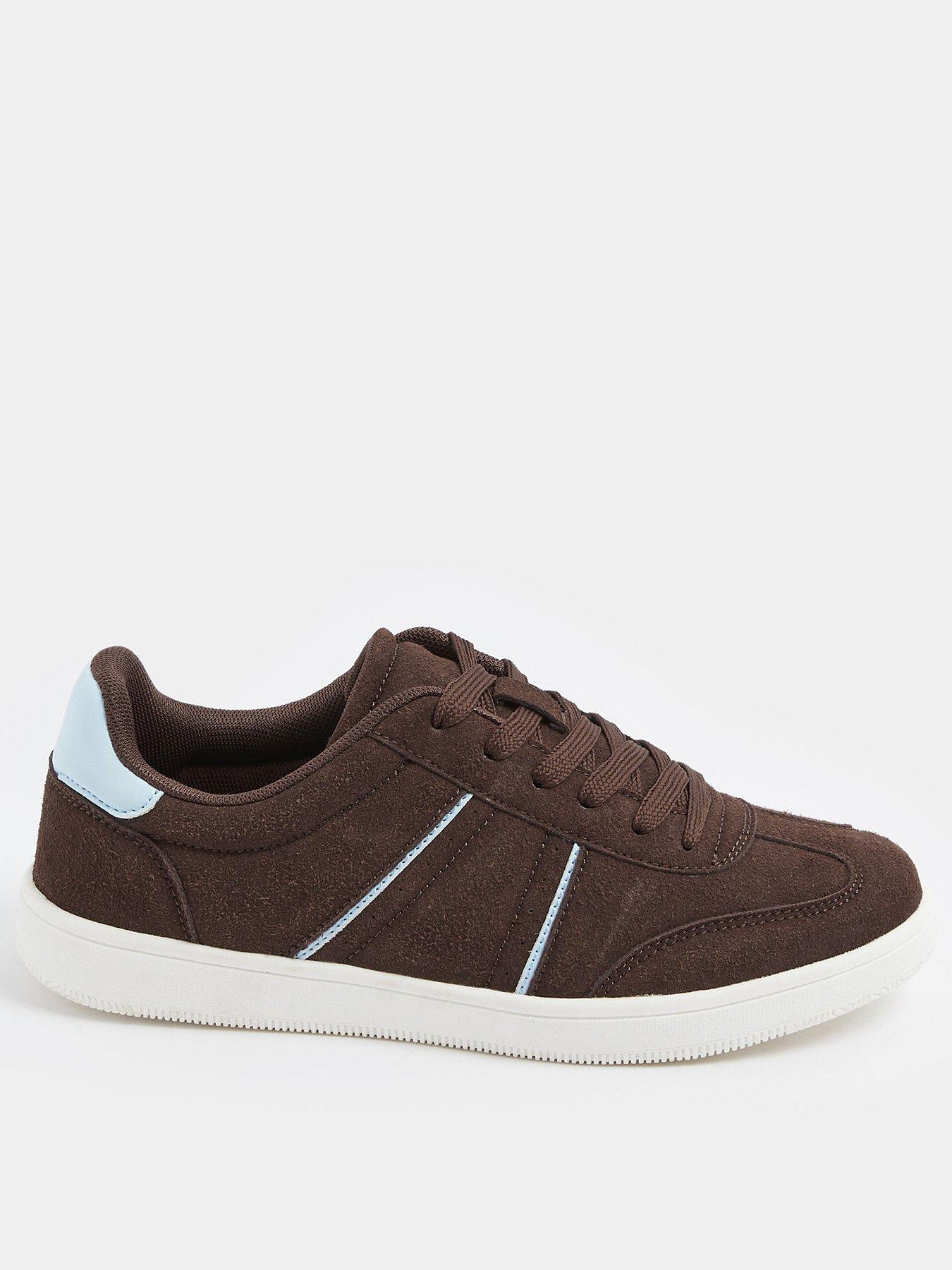 Yours Extra Wide Fit Slim Sole Panelled Trainer - Brown