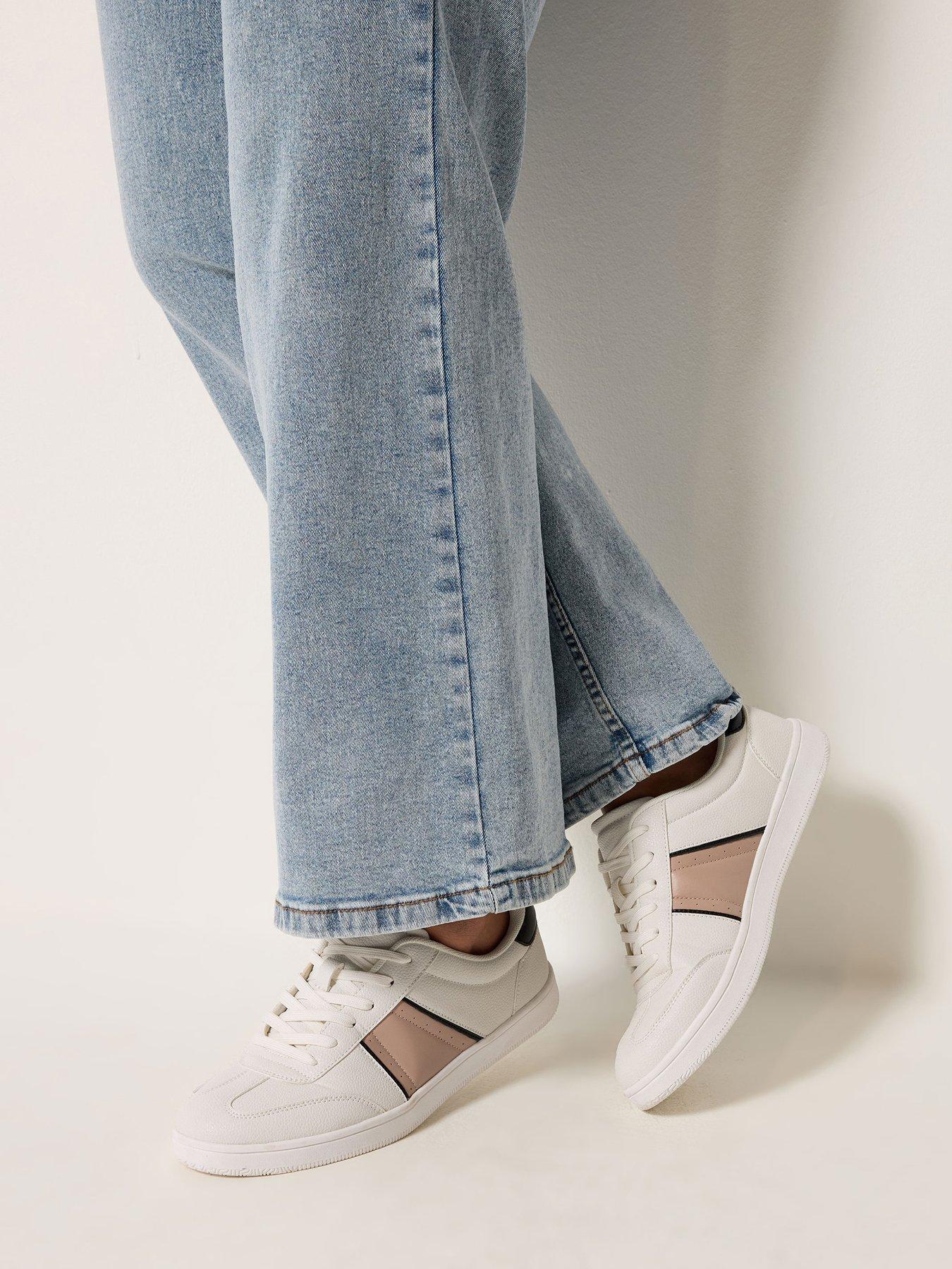 Yours Extra Wide Fit Slim Sole Panelled Trainer - White