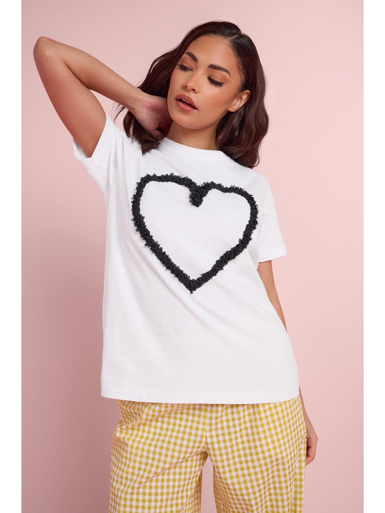 Image 1 of 4 of PixieGirl Petite Heart Applique Short Sleeve T-Shirt