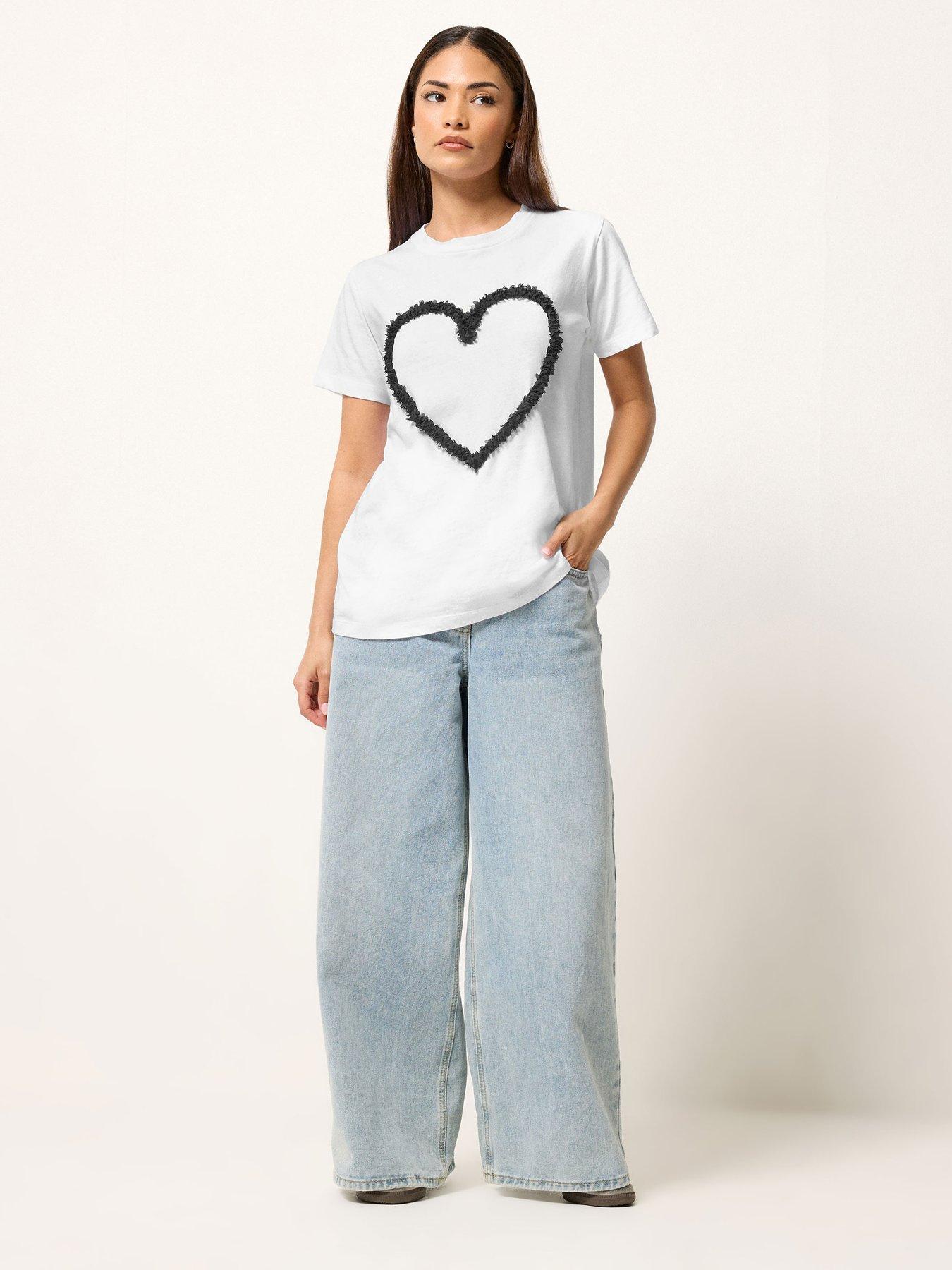 Image 3 of 4 of PixieGirl Petite Heart Applique Short Sleeve T-Shirt