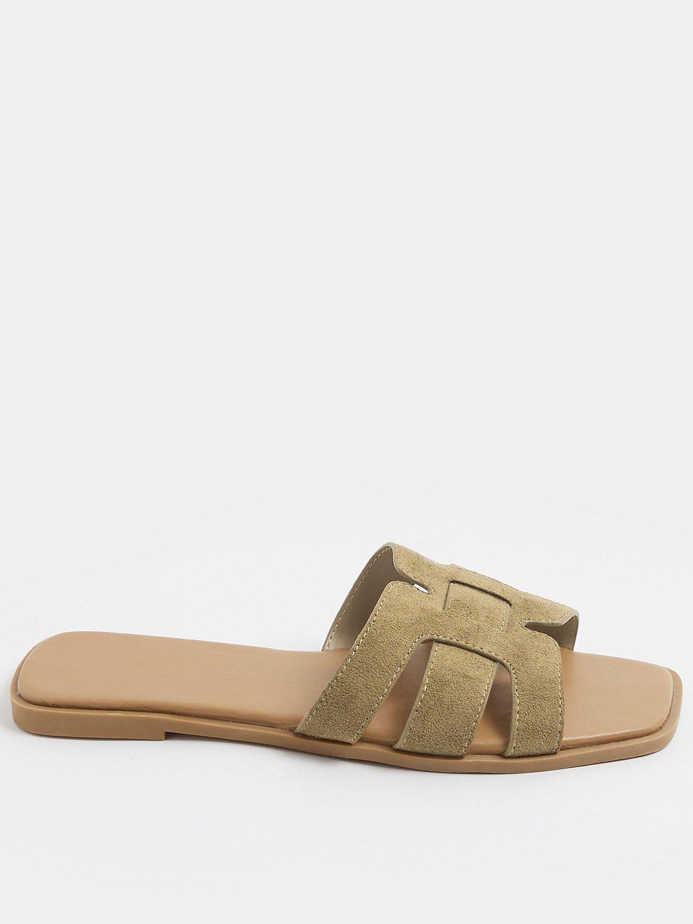 Yours Wide Fit Cut Out Mule Sandal, Green, Size 9, Women