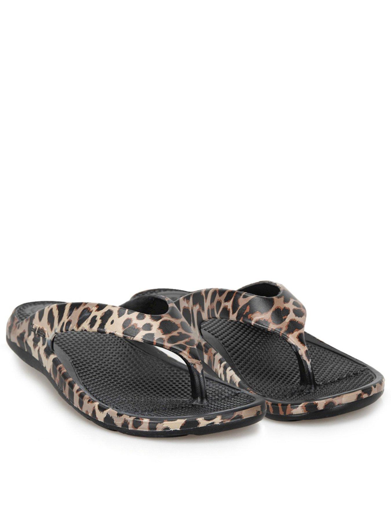 TOTES Solbounce Ladies Toe Post - Animal Print