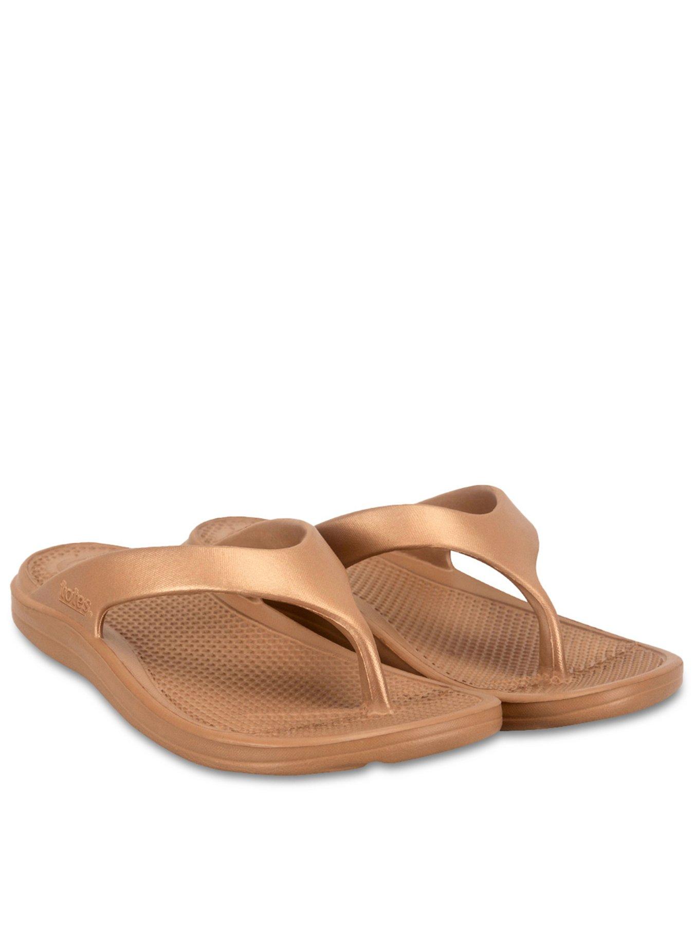 TOTES Solbounce Ladies Toe Post - Gold Metallic