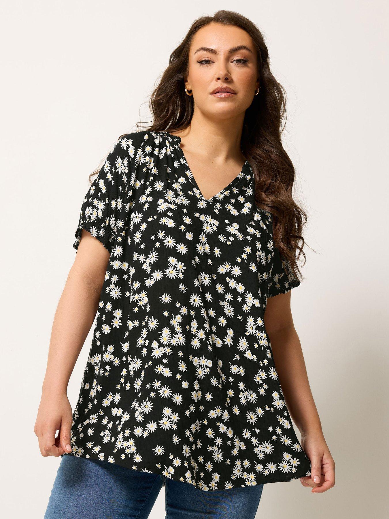 Yours Curve Crinkle Gypsy Top - Black