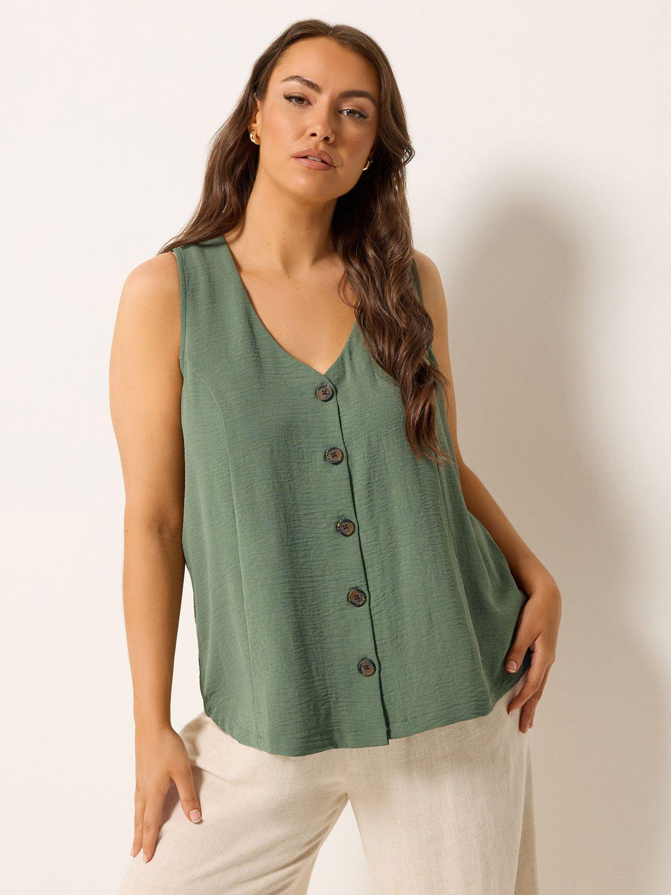 Yours Curve Waistcoat Vest - Green