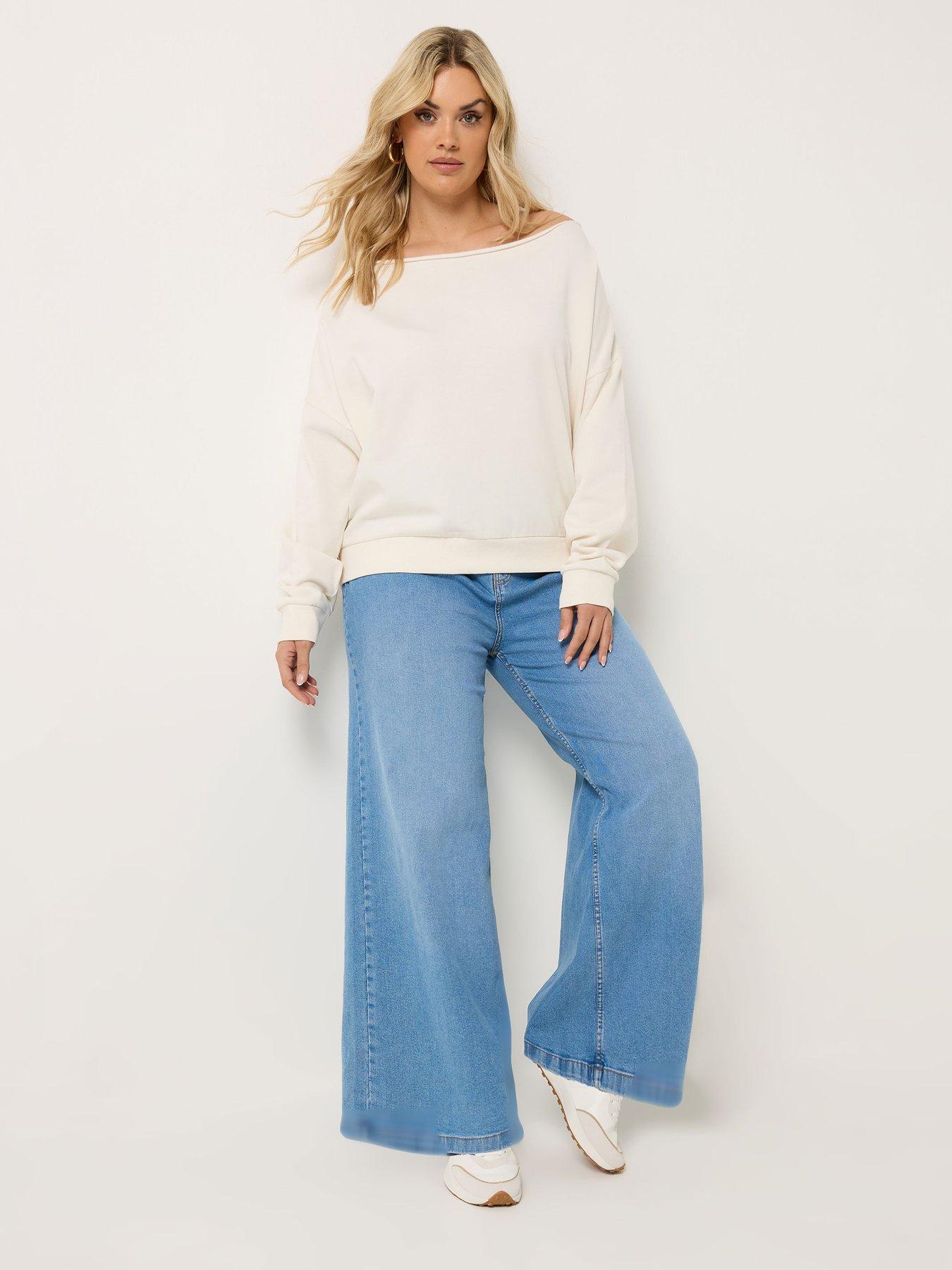 Image 3 of 5 of Yours Curve Off The Shoulder Sweatshirt - Cream
